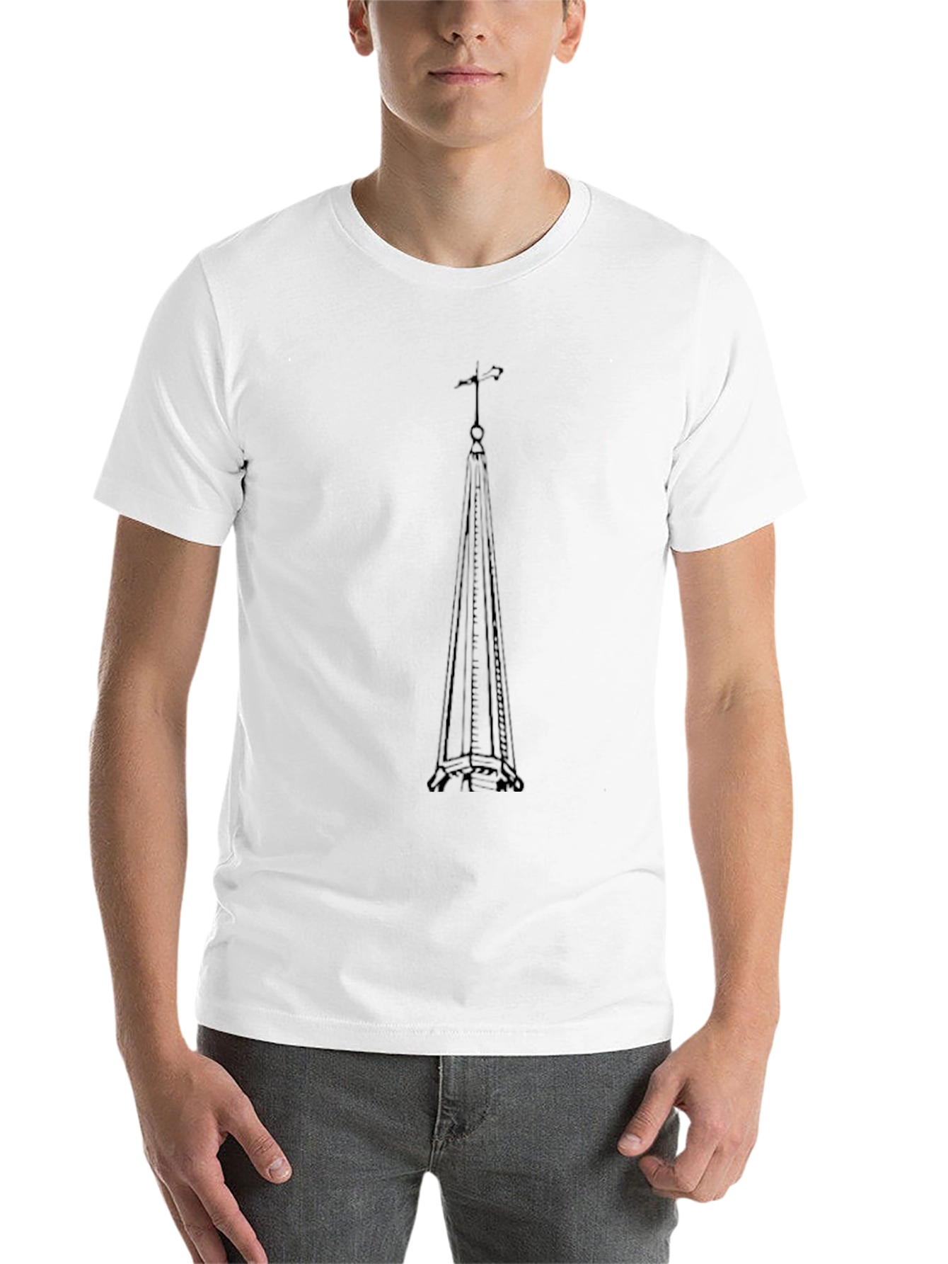 Black Eiffel Tower Silhouette Graphic Tee - Black Cotton Blend view 14