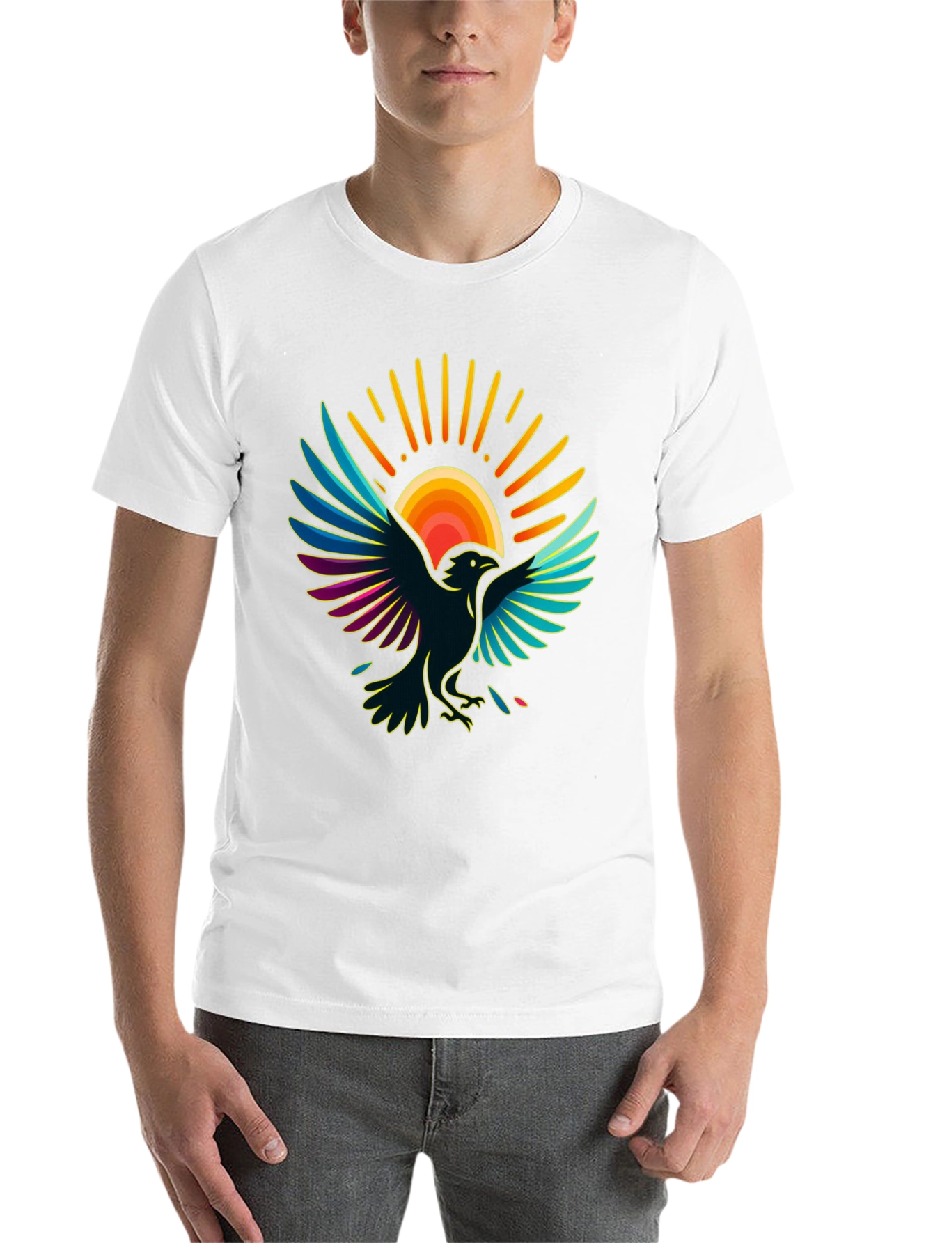 Black Raven Sun T-Shirt - Artistic Graphic Tee view 14