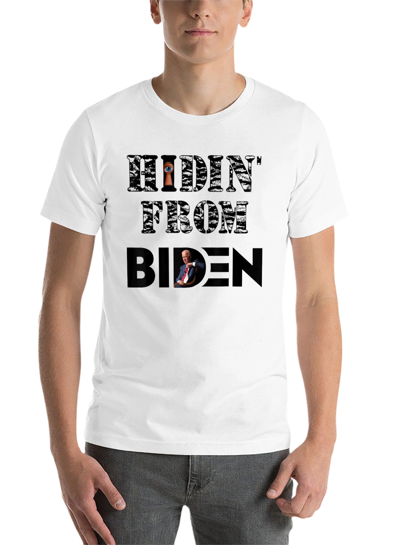 Black Hidin' From Biden Graphic T-Shirt view 14