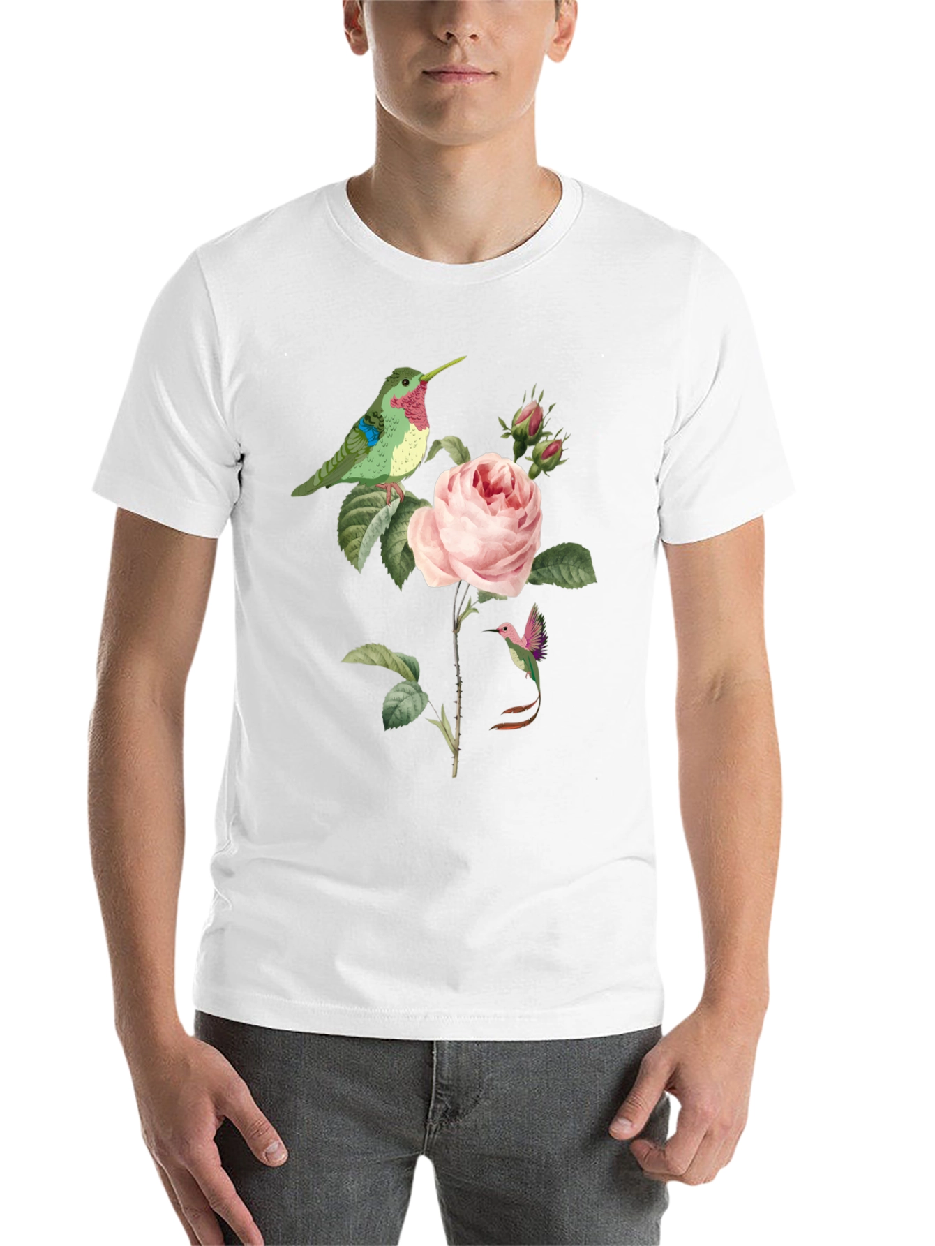 Black Hummingbird & Rose Graphic Tee view 14