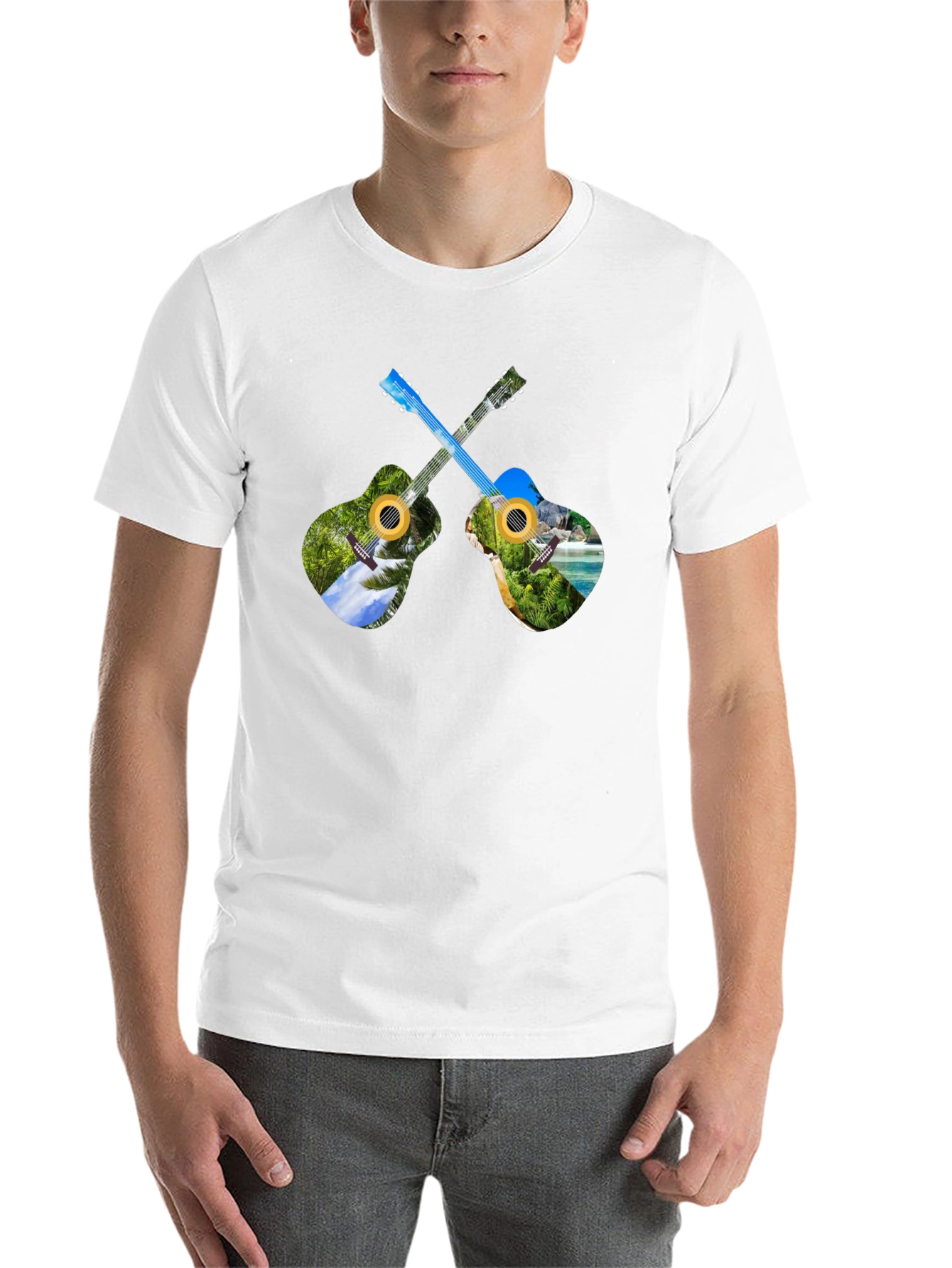 Black Tropical Guitar T-Shirt - Island Vibes view 14