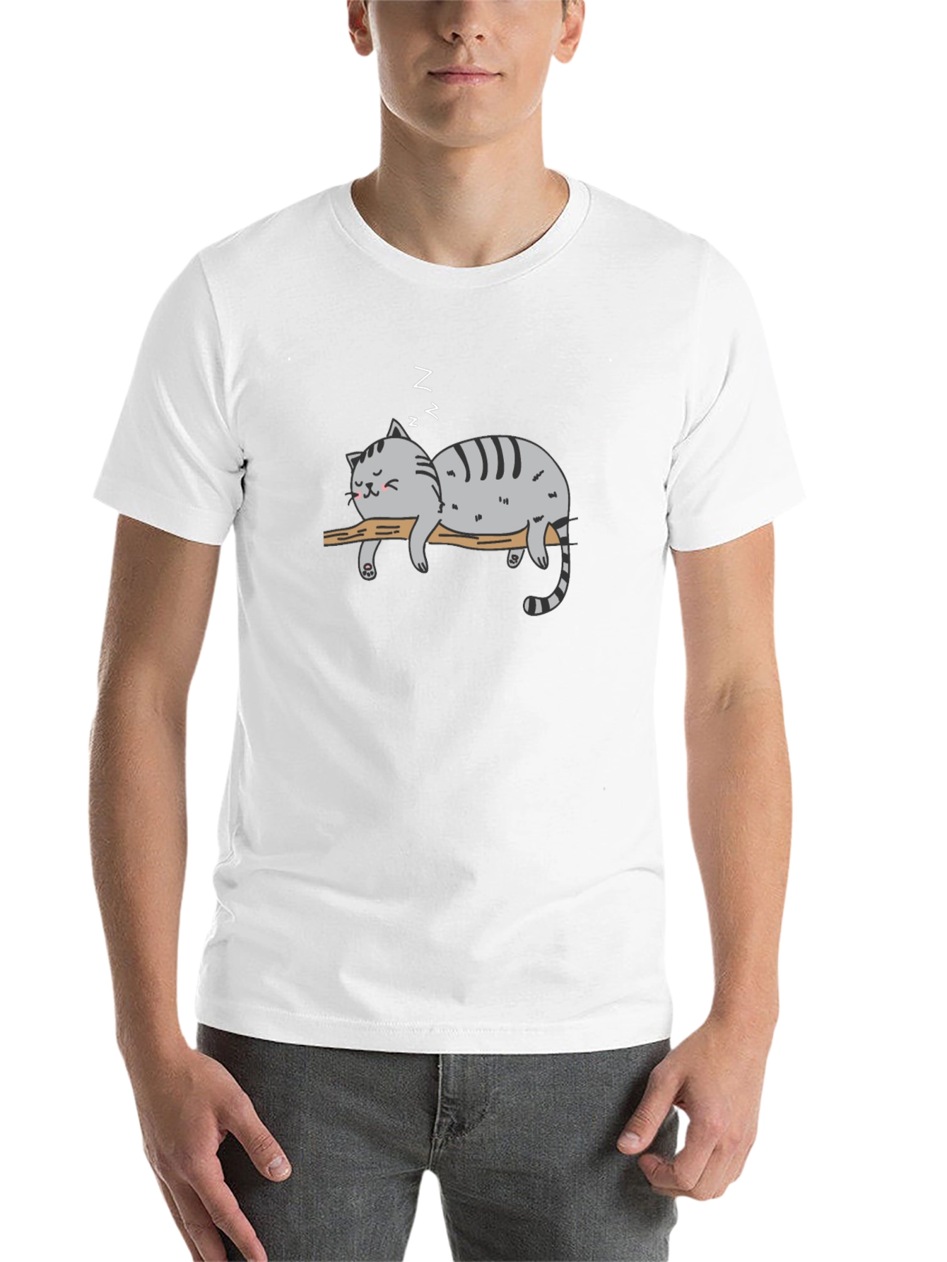 Black Lazy Cat Nap T-Shirt - Relaxed Graphic Tee view 14