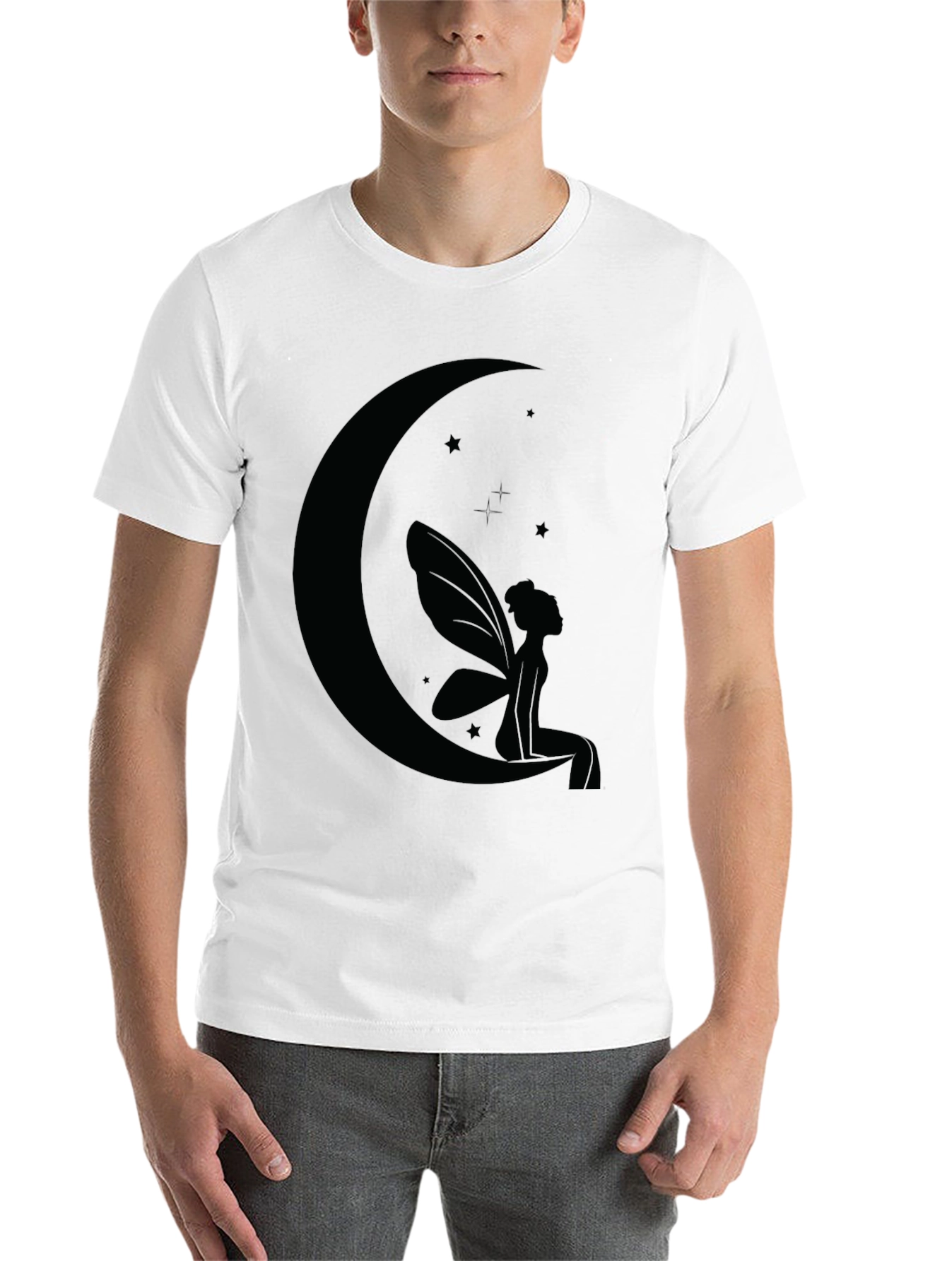 Black Moon Fairy Graphic Tee - Black Cotton Comfort view 14