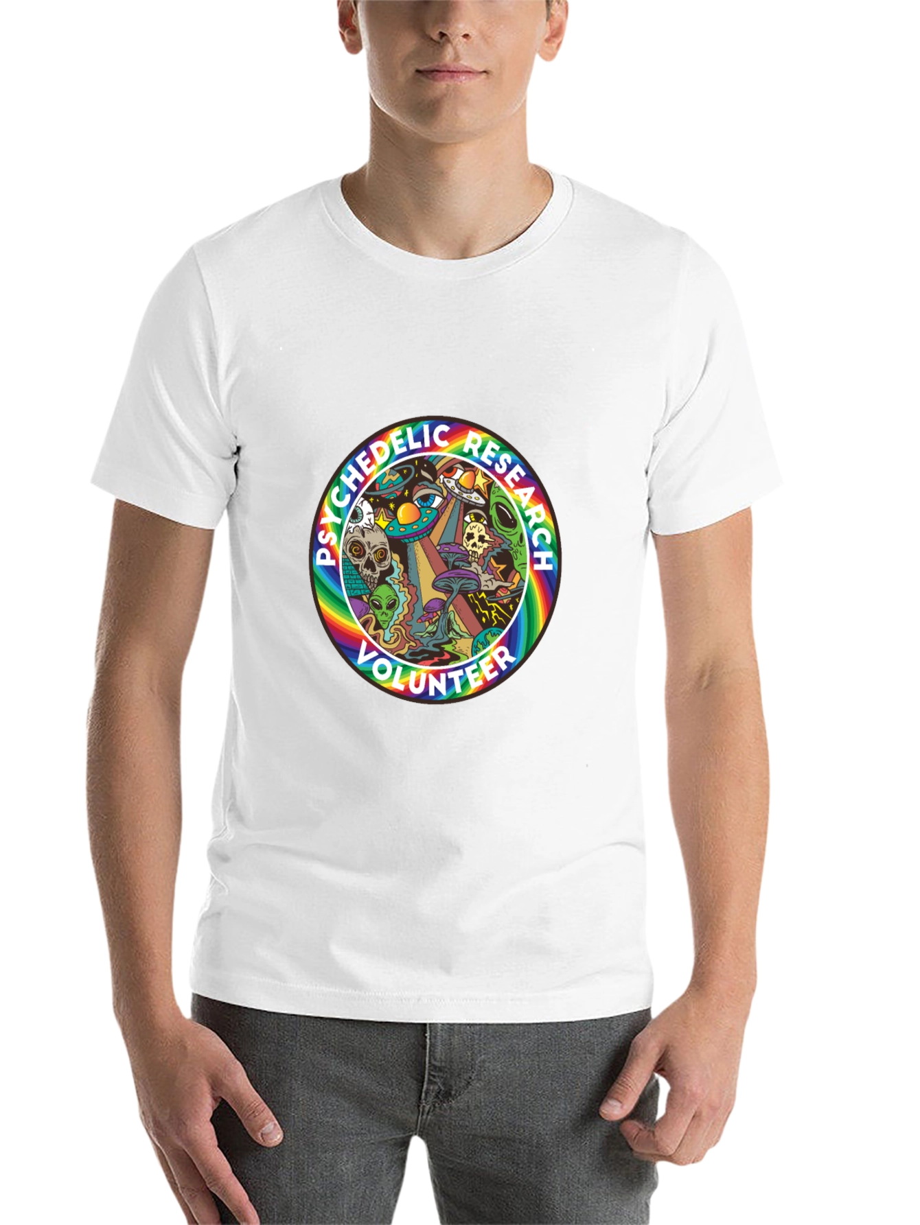 Black Psychedelic Research Volunteer T-Shirt - Black Cotton view 14