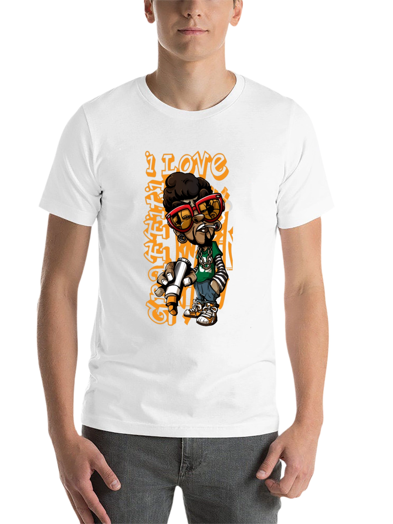Black Urban Cartoon Graphic Print Black T-Shirt view 14