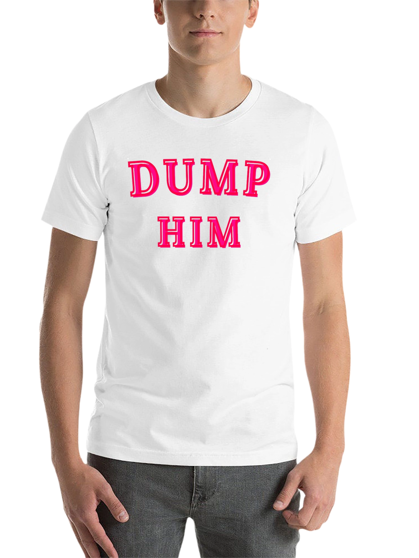 Black Dump Him Graphic T-Shirt - Bold Pink Text on Black view 14