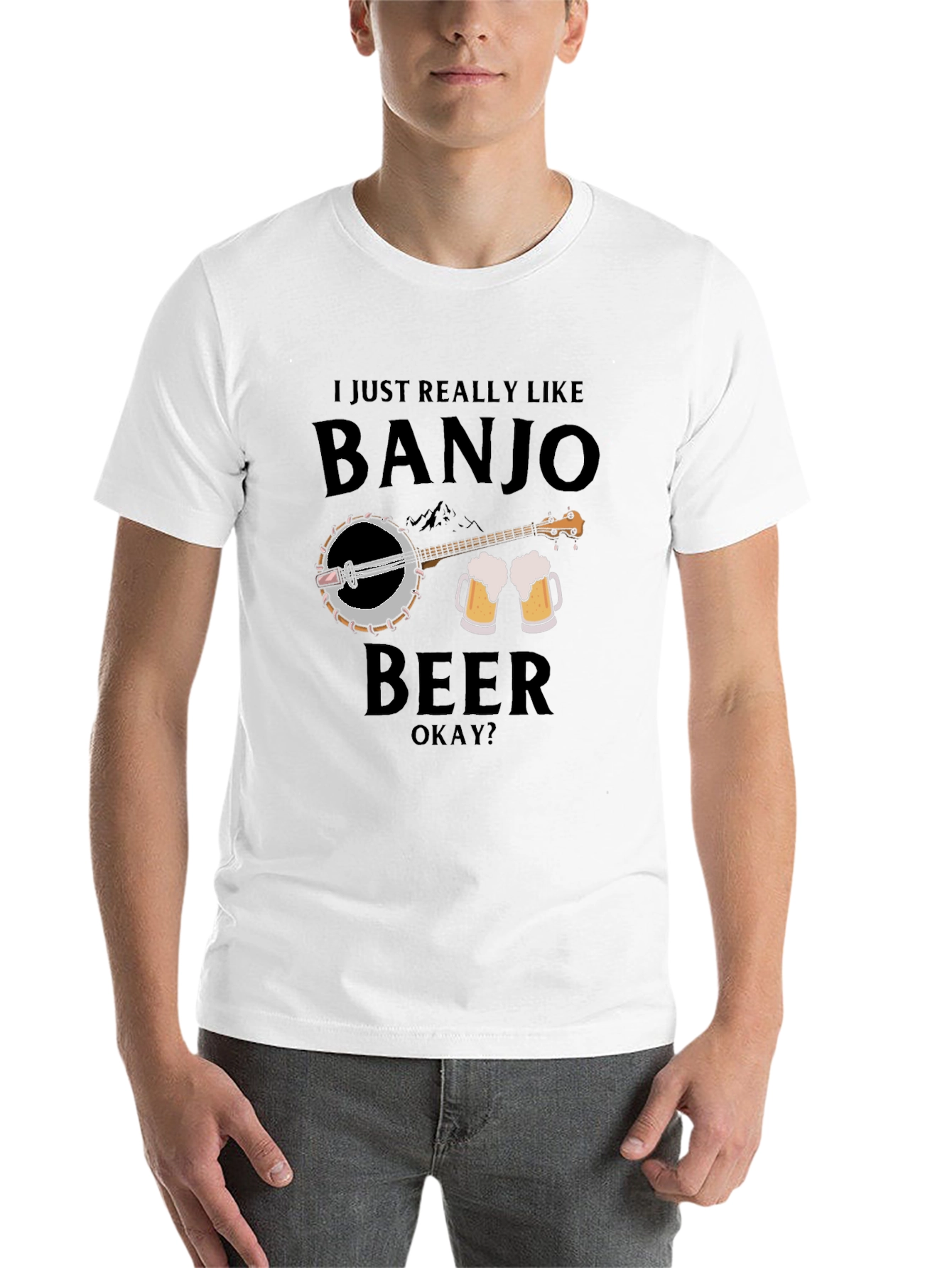 Black Banjo and Beer Graphic T-Shirt view 14