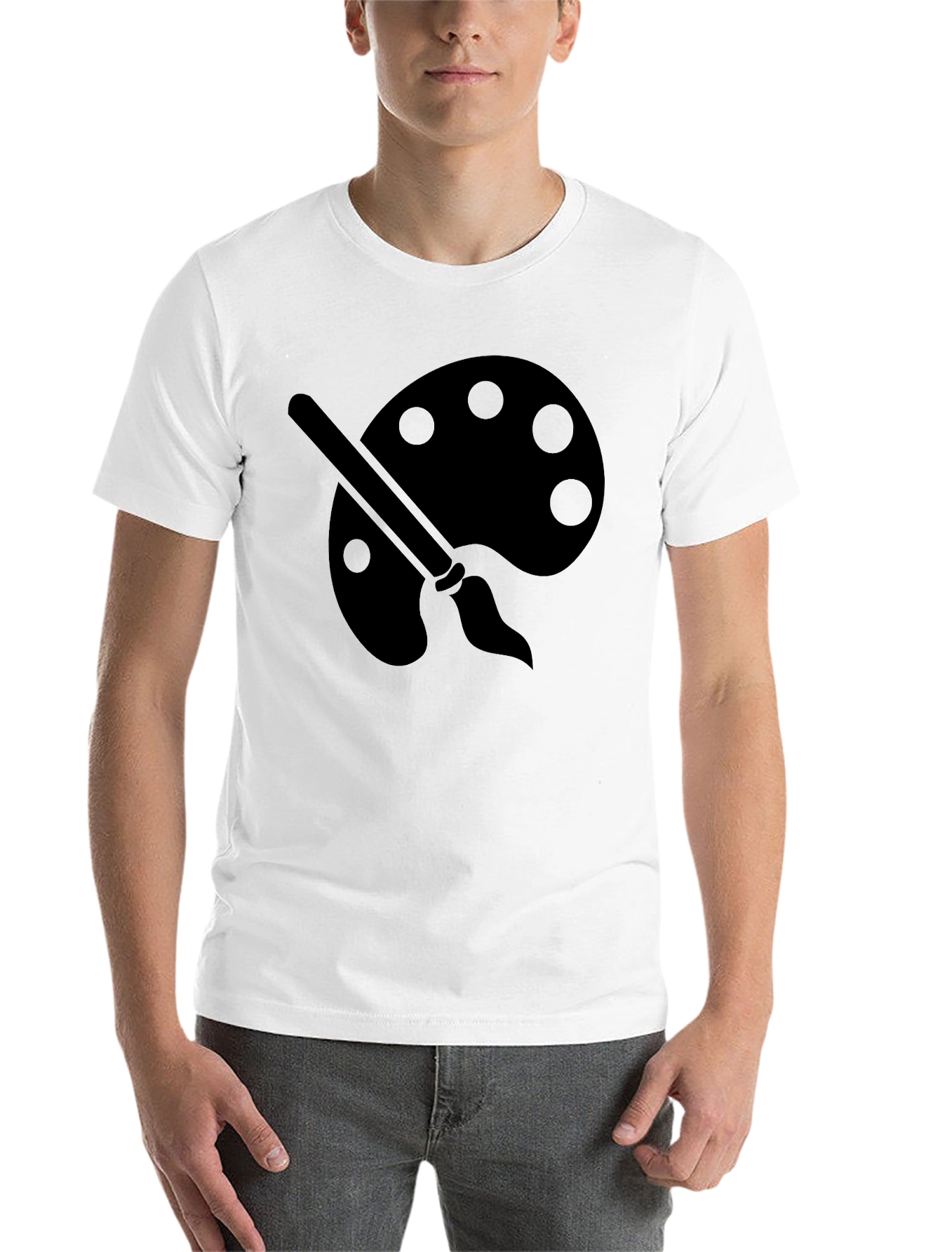 Black Artist Palette Graphic Tee - Black Cotton Crewneck T-Shirt view 14