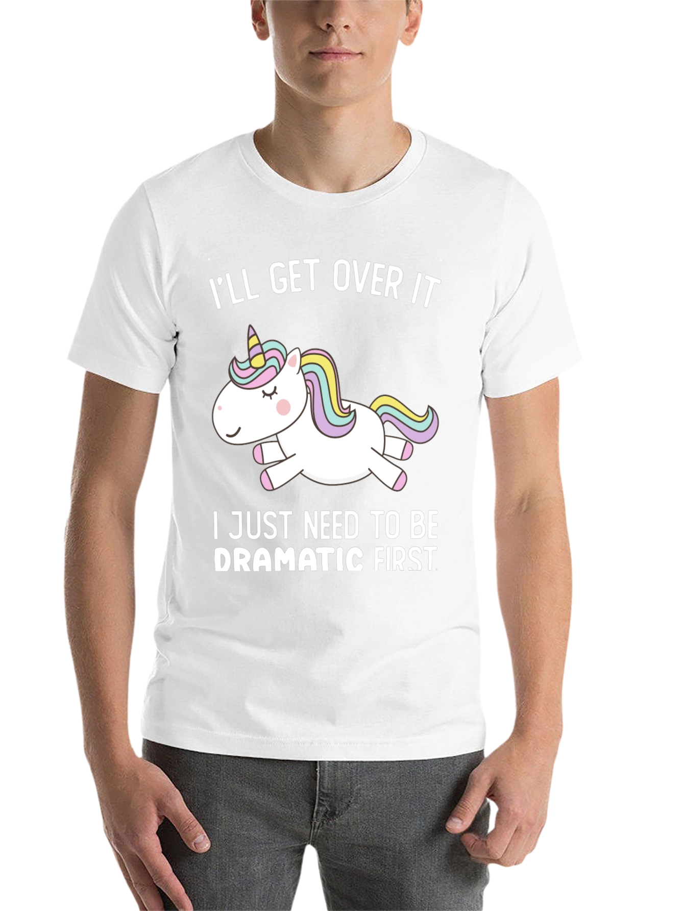 Black Dramatic Unicorn T-Shirt - Funny Graphic Tee view 14
