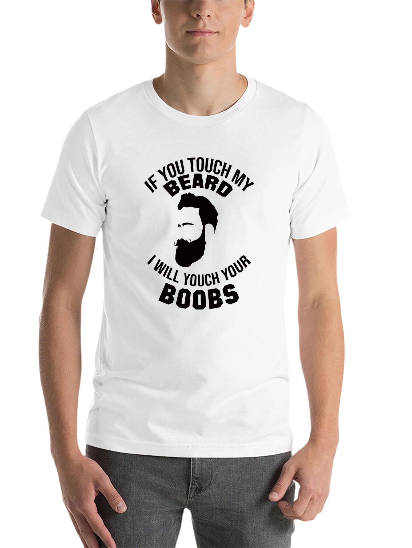 Black Funny Beard Graphic T-Shirt - If You Touch My Beard Tee view 14