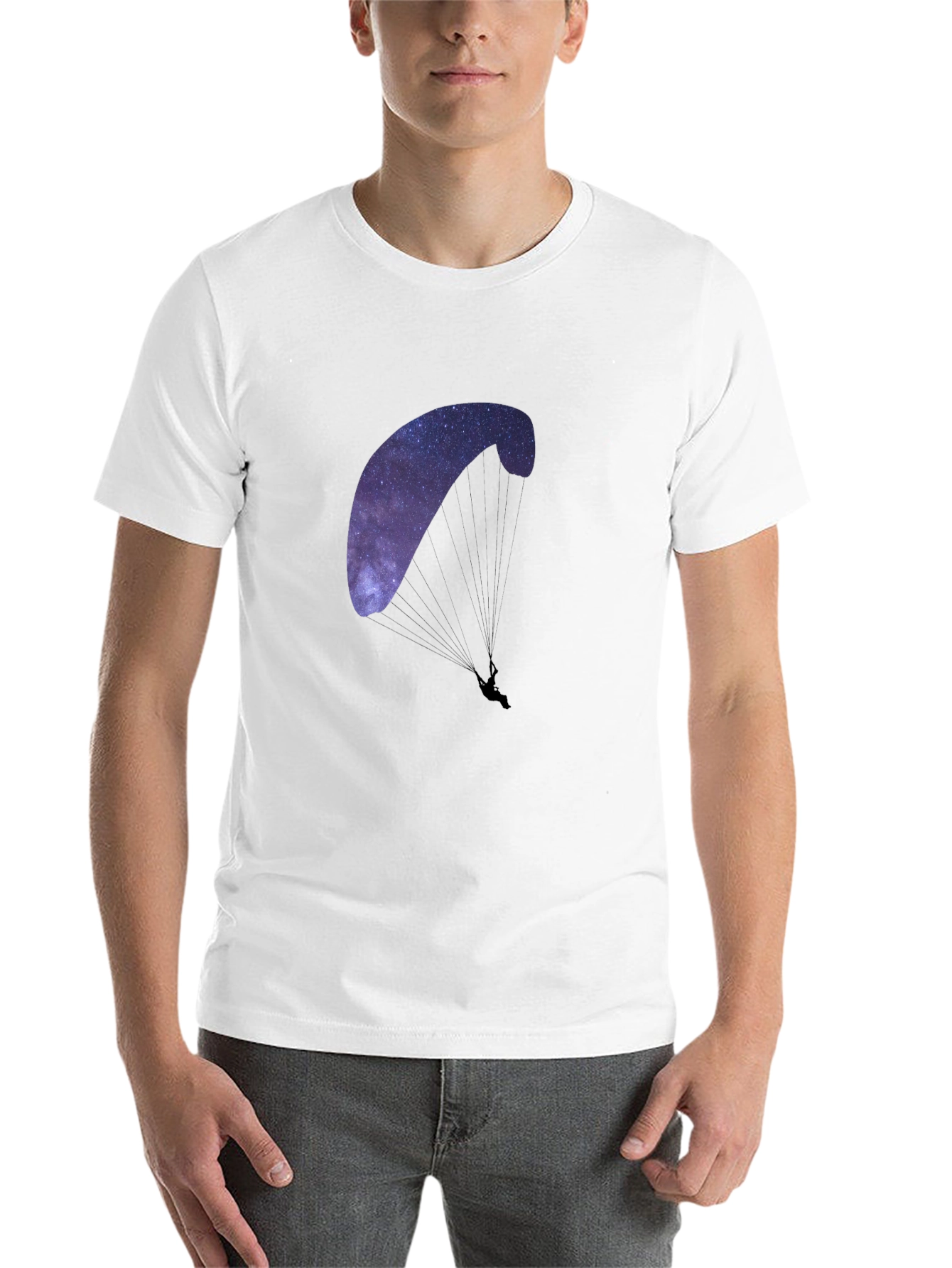 Black Galaxy Paragliding Graphic Tee - Black Cotton Blend view 14