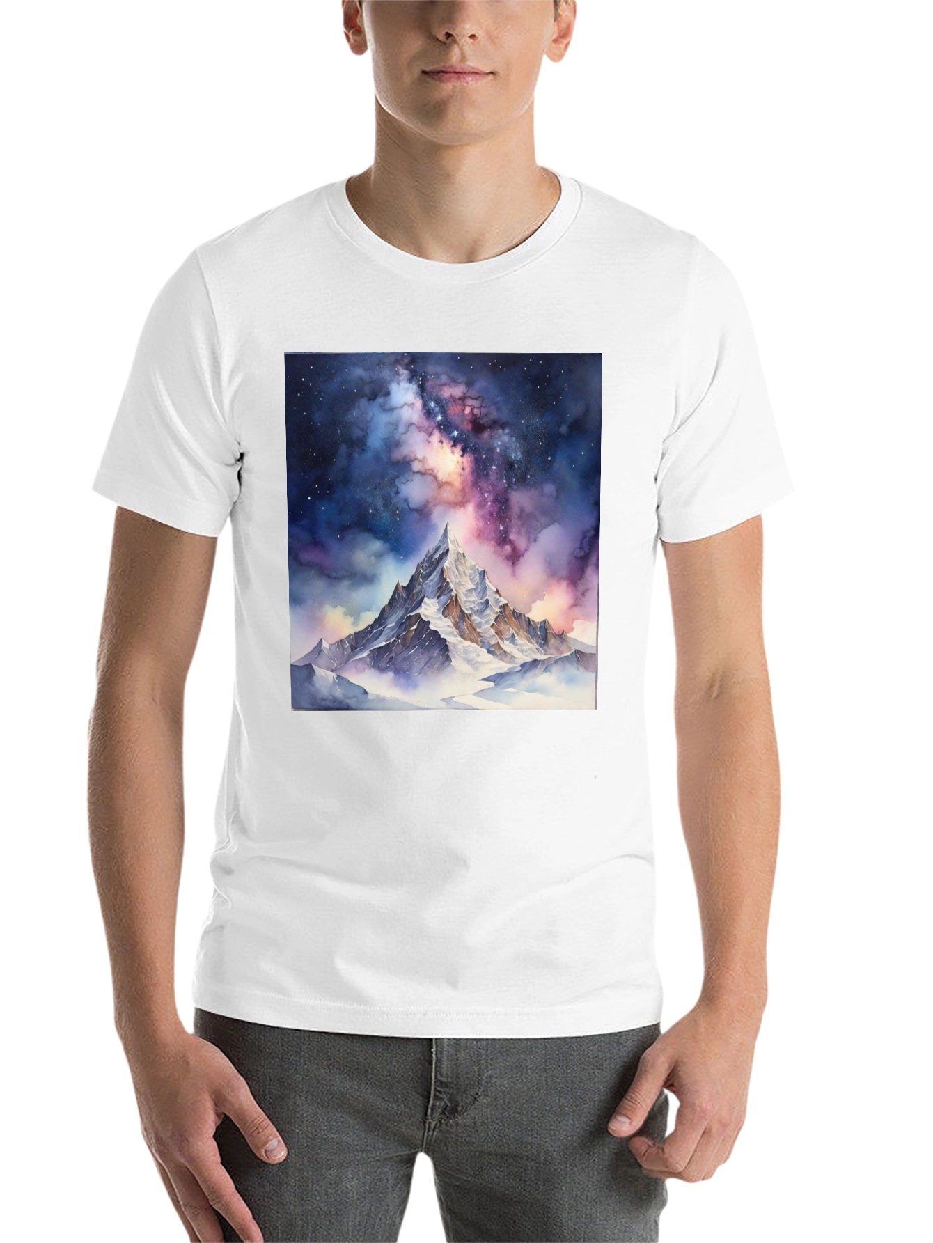 Black Galaxy Mountain Tee - Black Cotton T-Shirt view 14