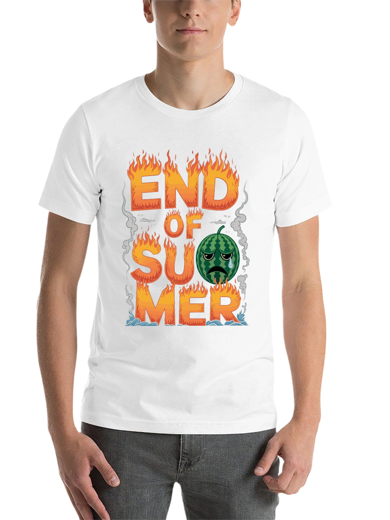 Black End of Summer T-Shirt - Sad Watermelon view 14