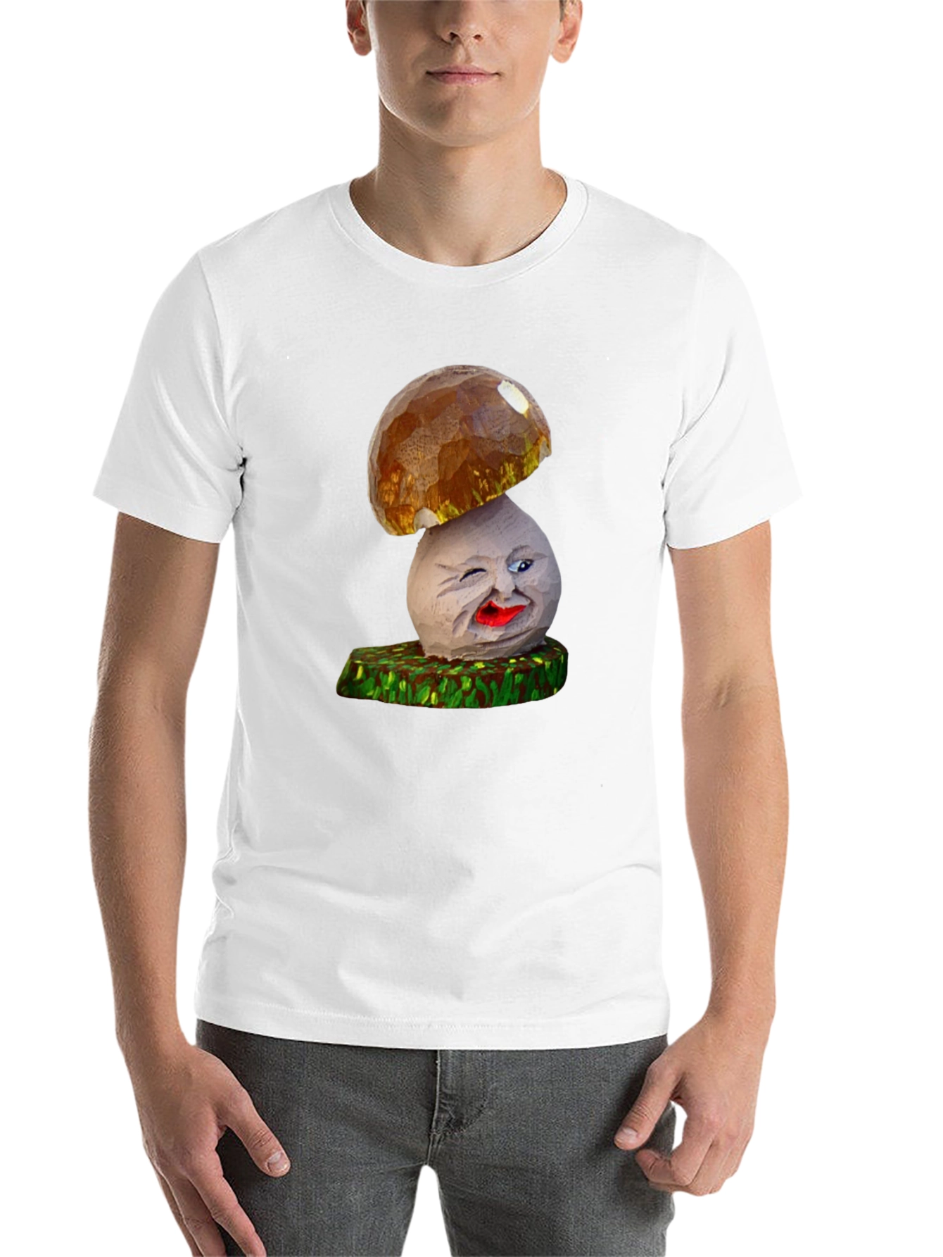 Black Funny Mushroom Character Graphic T-Shirt view 14