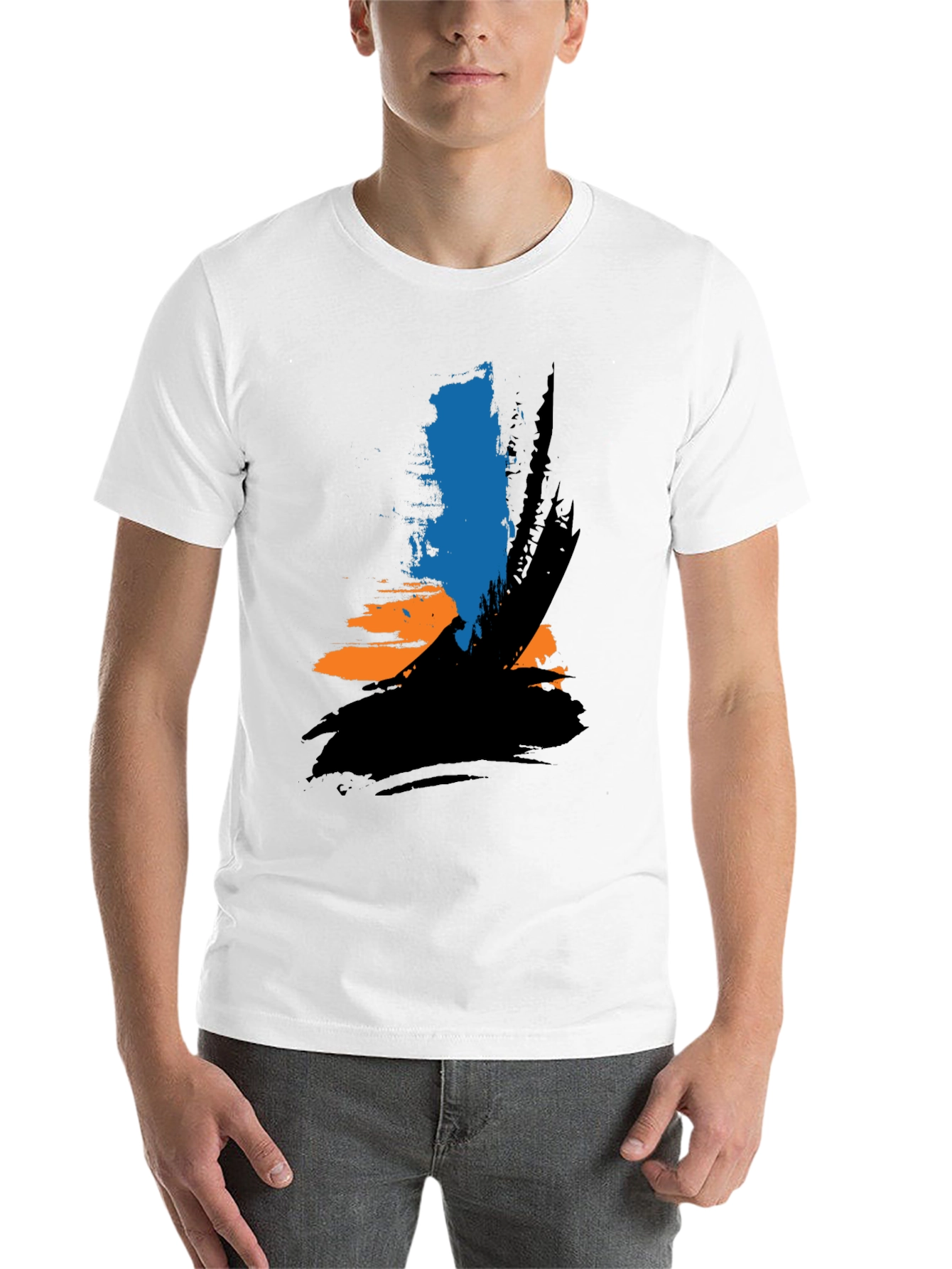 Black Abstract Brushstroke Graphic Tee - Black view 14