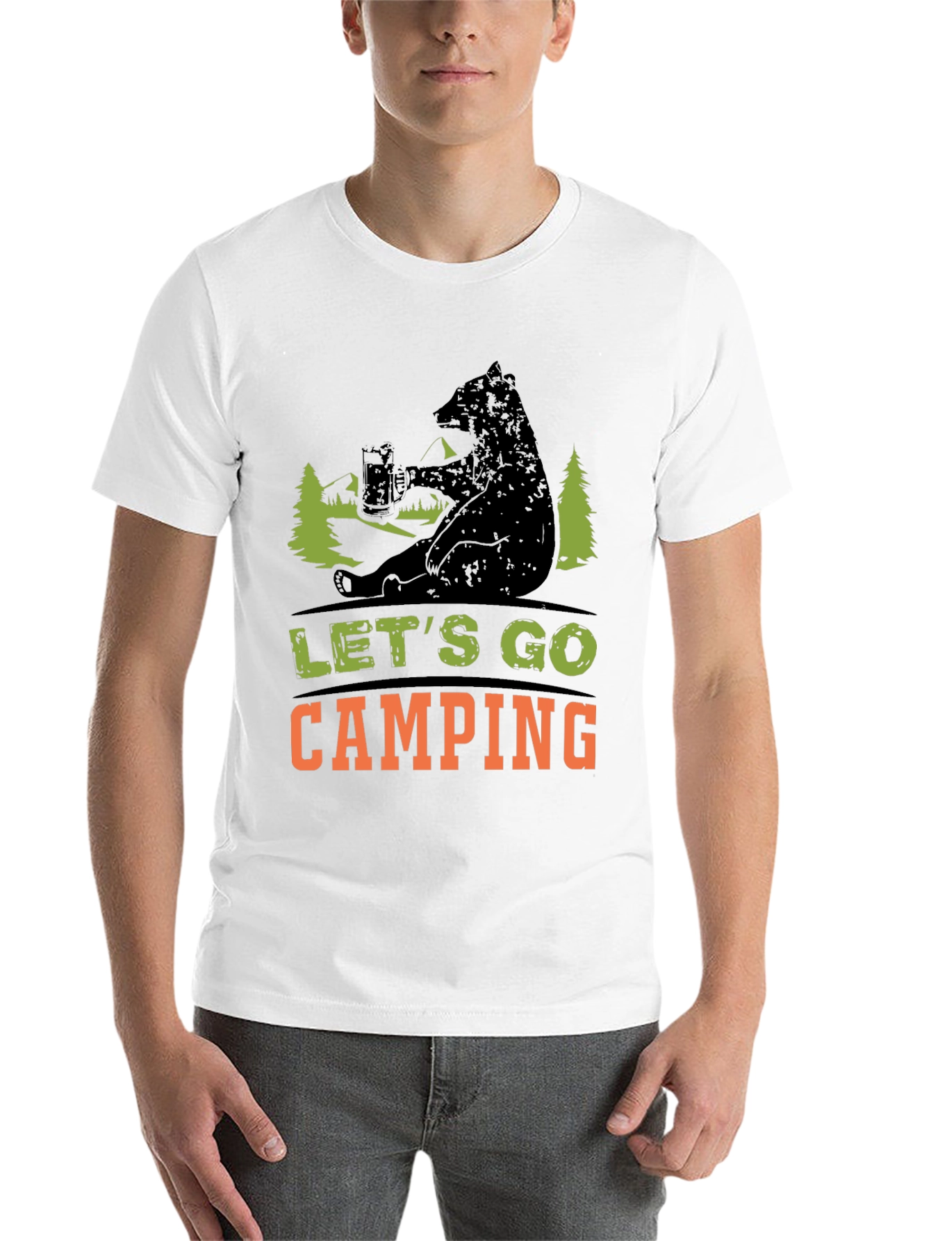 Black Let's Go Camping Bear T-Shirt view 14