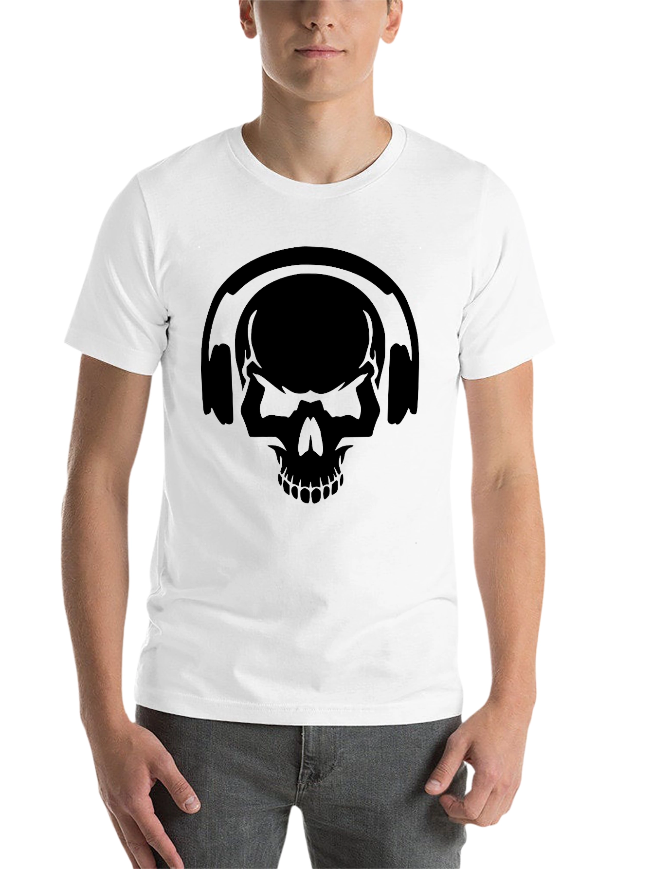 Black Skull Headphones Graphic Tee - Black view 14