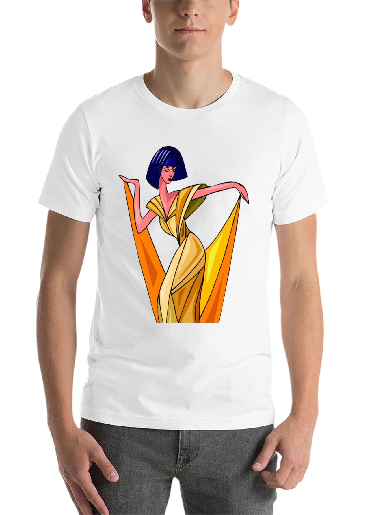 Black Art Deco Woman Graphic Tee - Stylish Black T-Shirt view 14