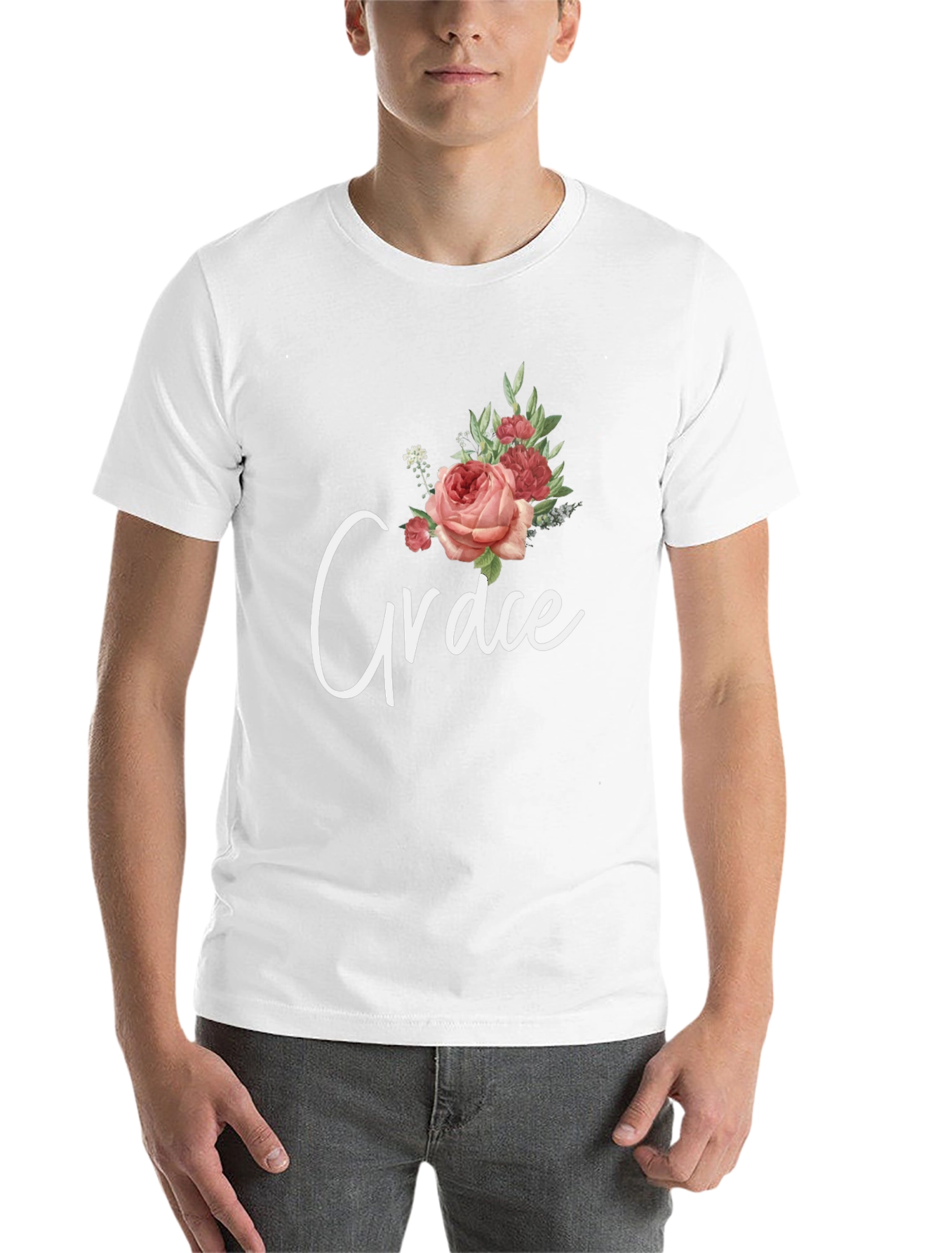 Black Grace Floral Graphic T-Shirt - Stylish Unisex Tee view 14