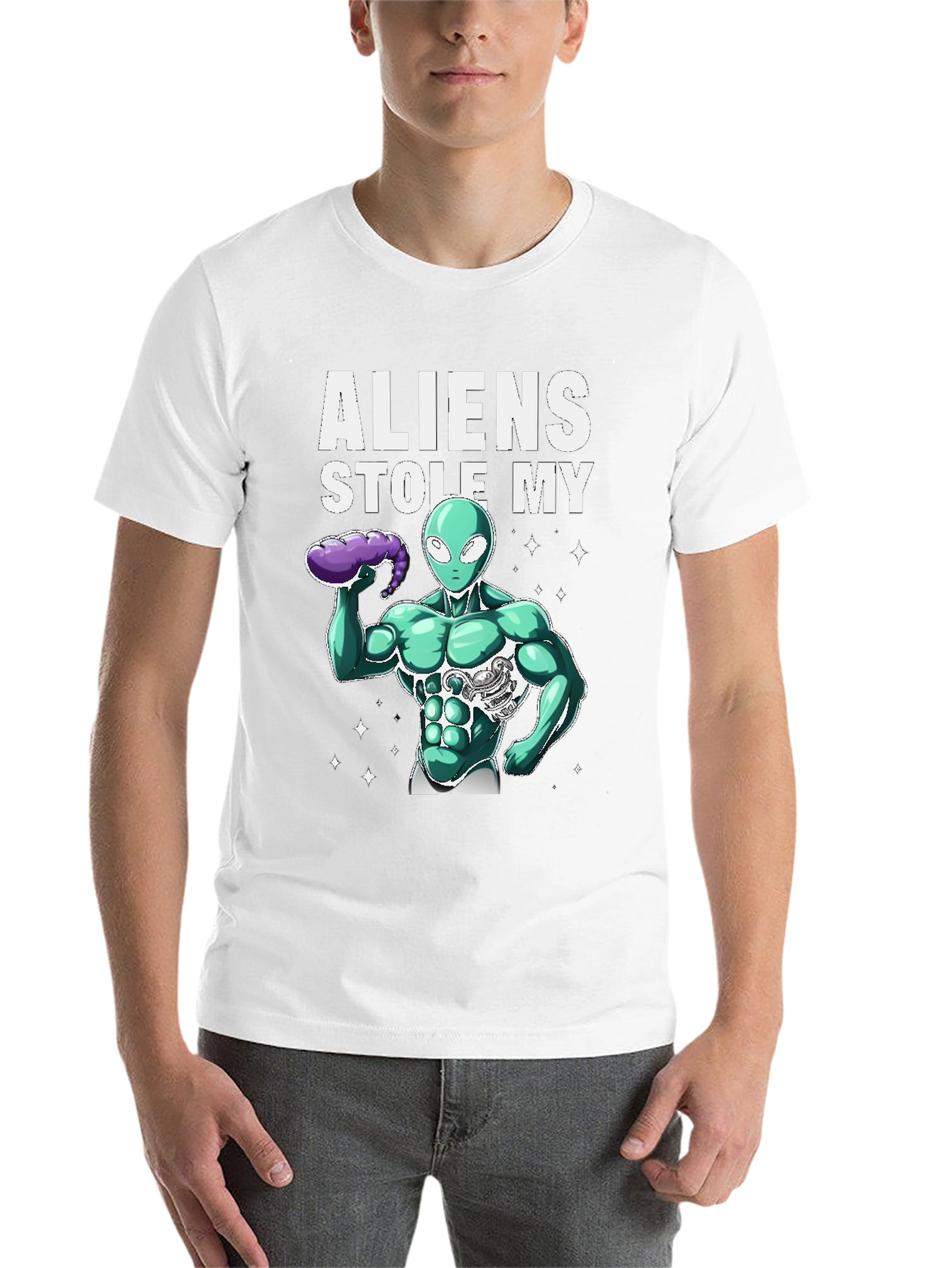 Black Aliens Stole My Six-Pack T-Shirt view 14