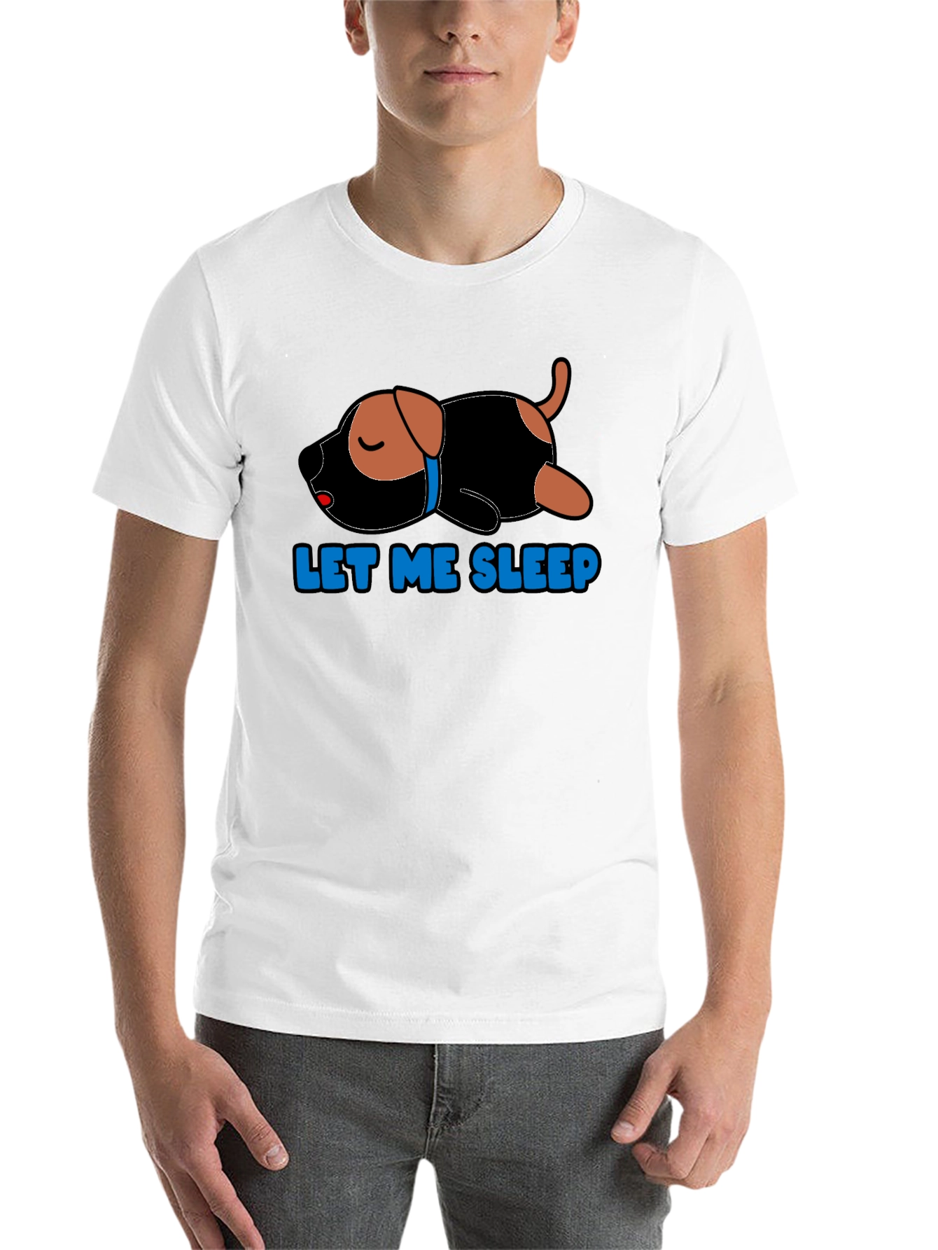 Black Let Me Sleep T-Shirt - Cute Dog Design view 14