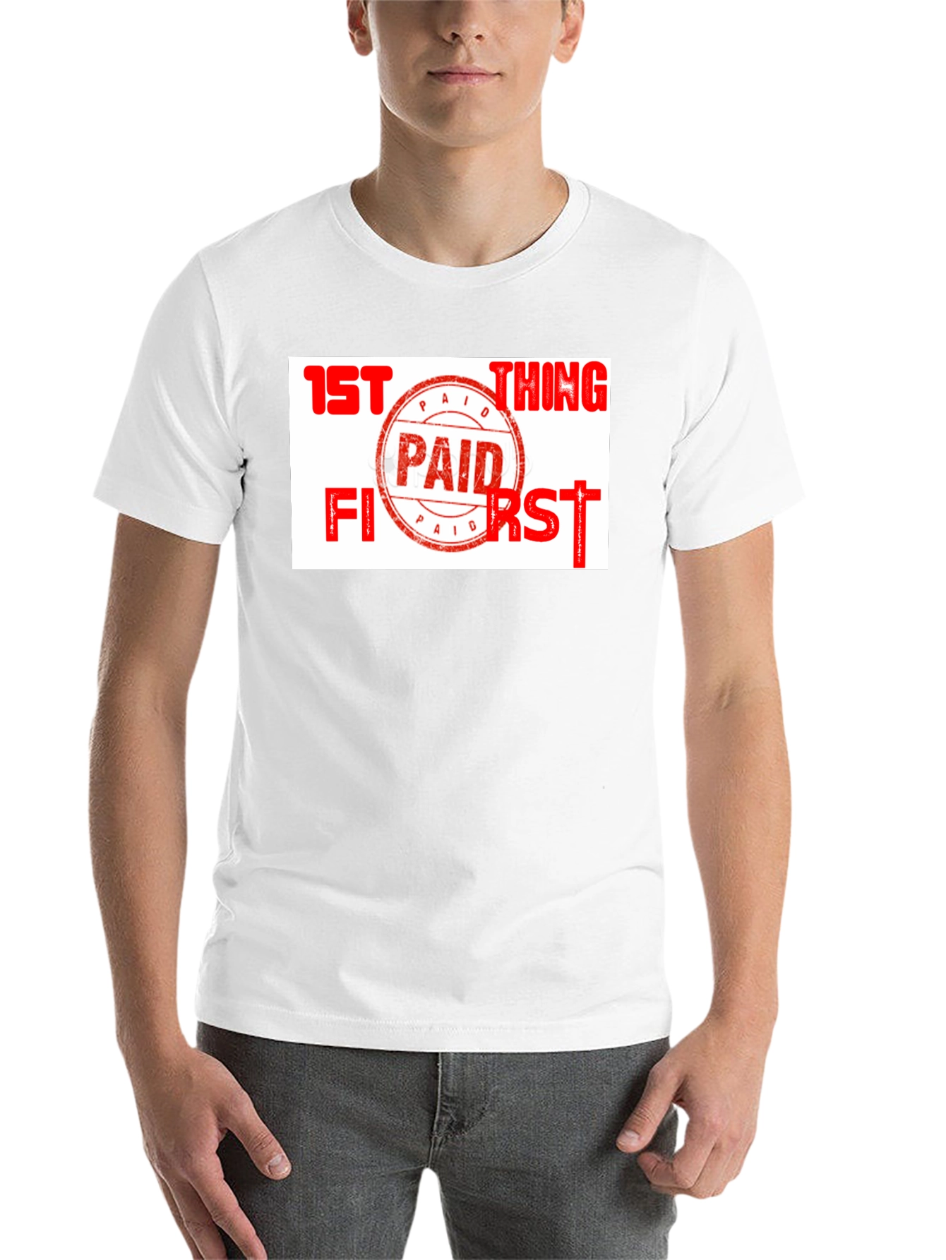 Black Paid First T-Shirt - Funny Slogan Tee view 14