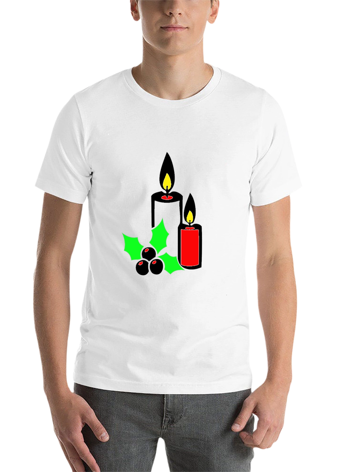 Black Holiday Candles Graphic Tee - Christmas Spirit Shirt view 14