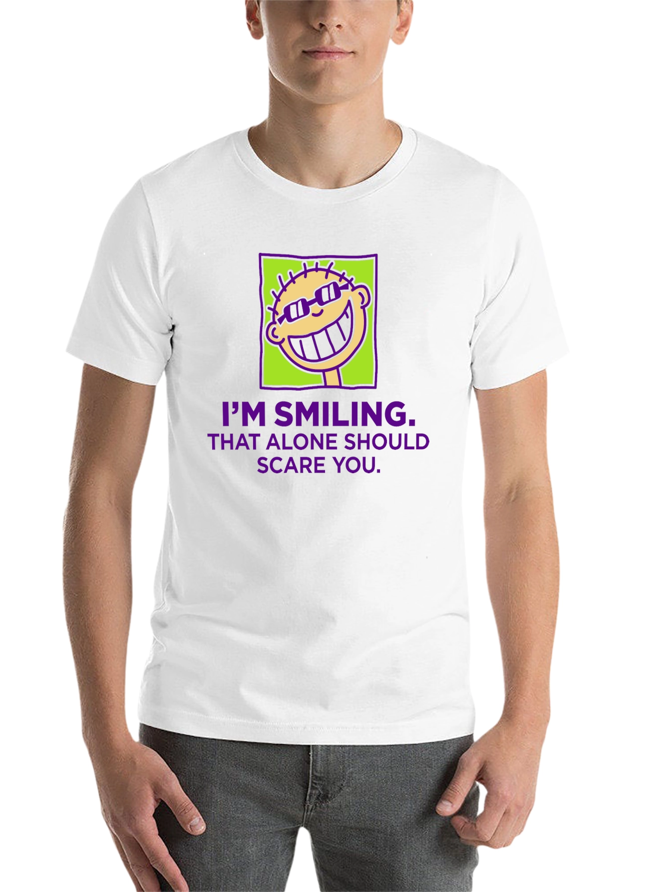 Black Smiling Face Graphic Tee - Funny Sarcastic T-Shirt view 14