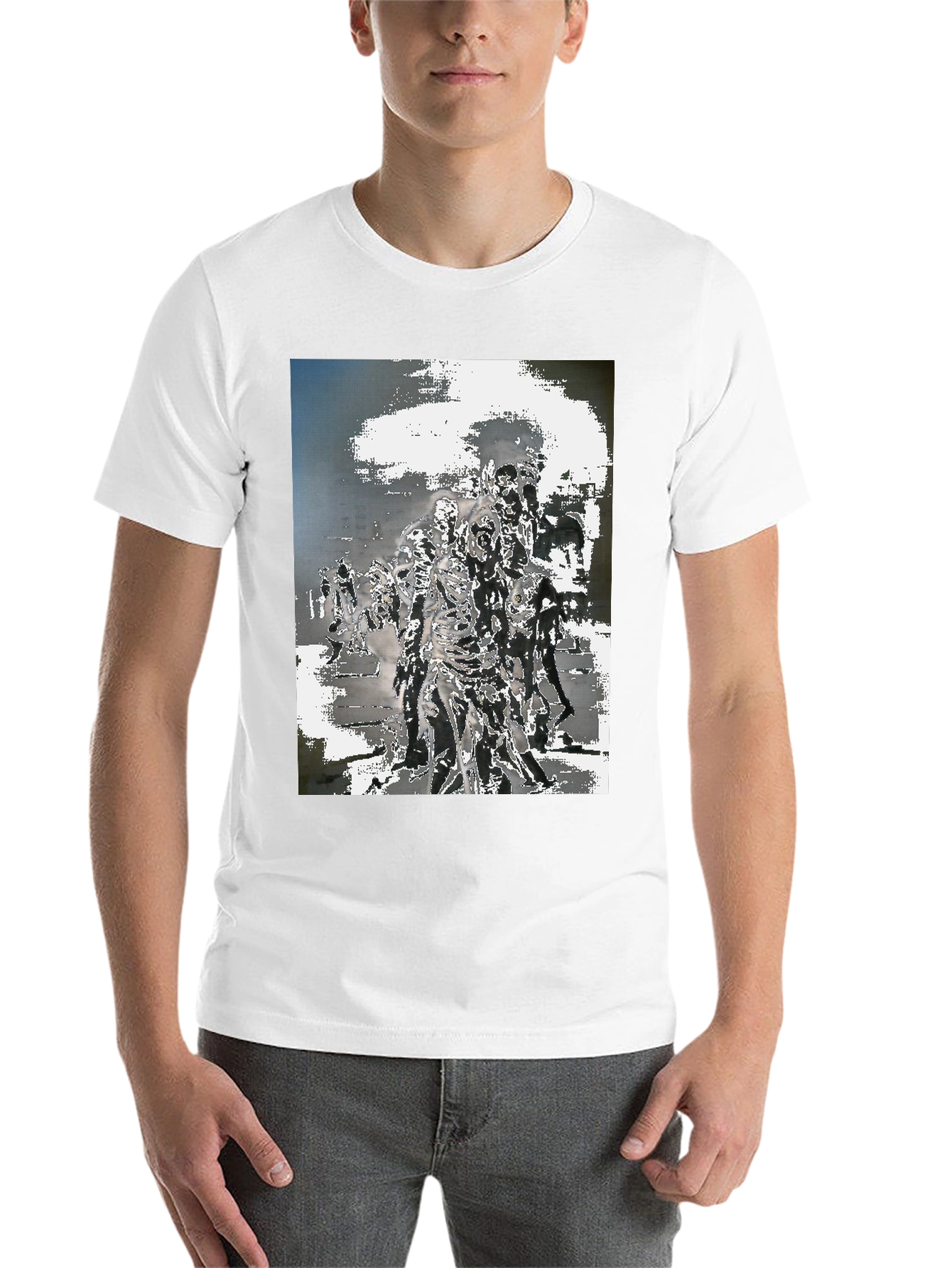 Black Zombie Horde Graphic Tee - Black Cotton T-Shirt view 14