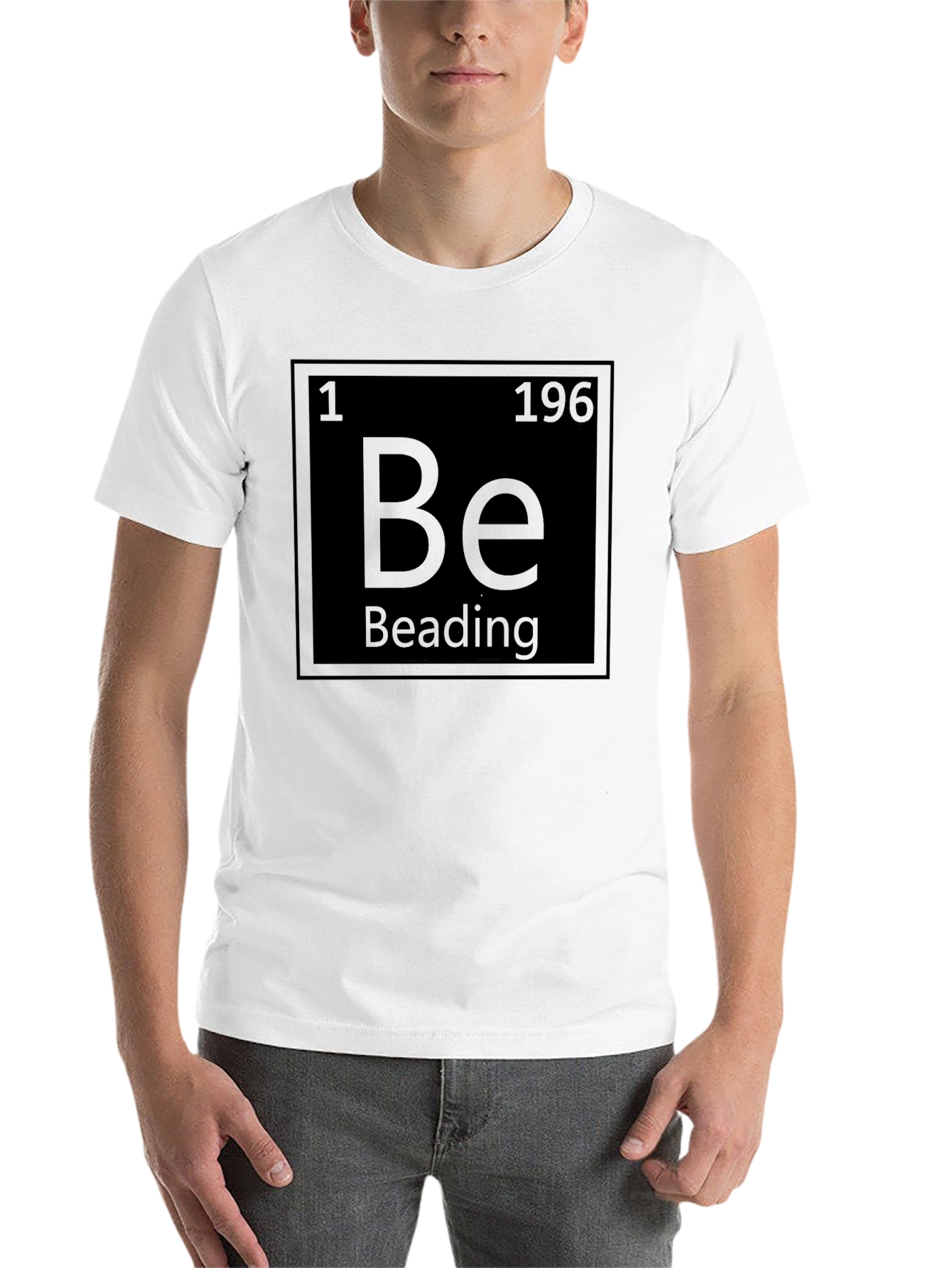 Black Beading T-Shirt - Chemistry Periodic Table Element Style view 14