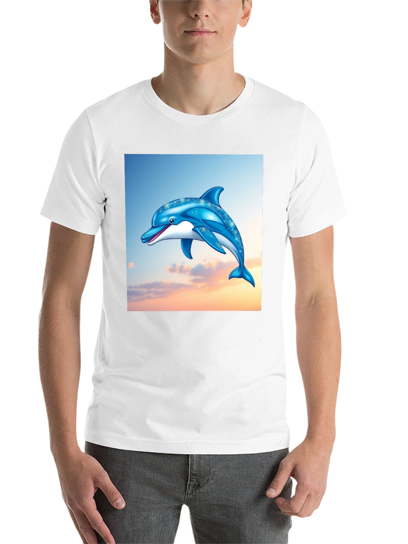 Black Dolphin Graphic Print Black T-Shirt view 14