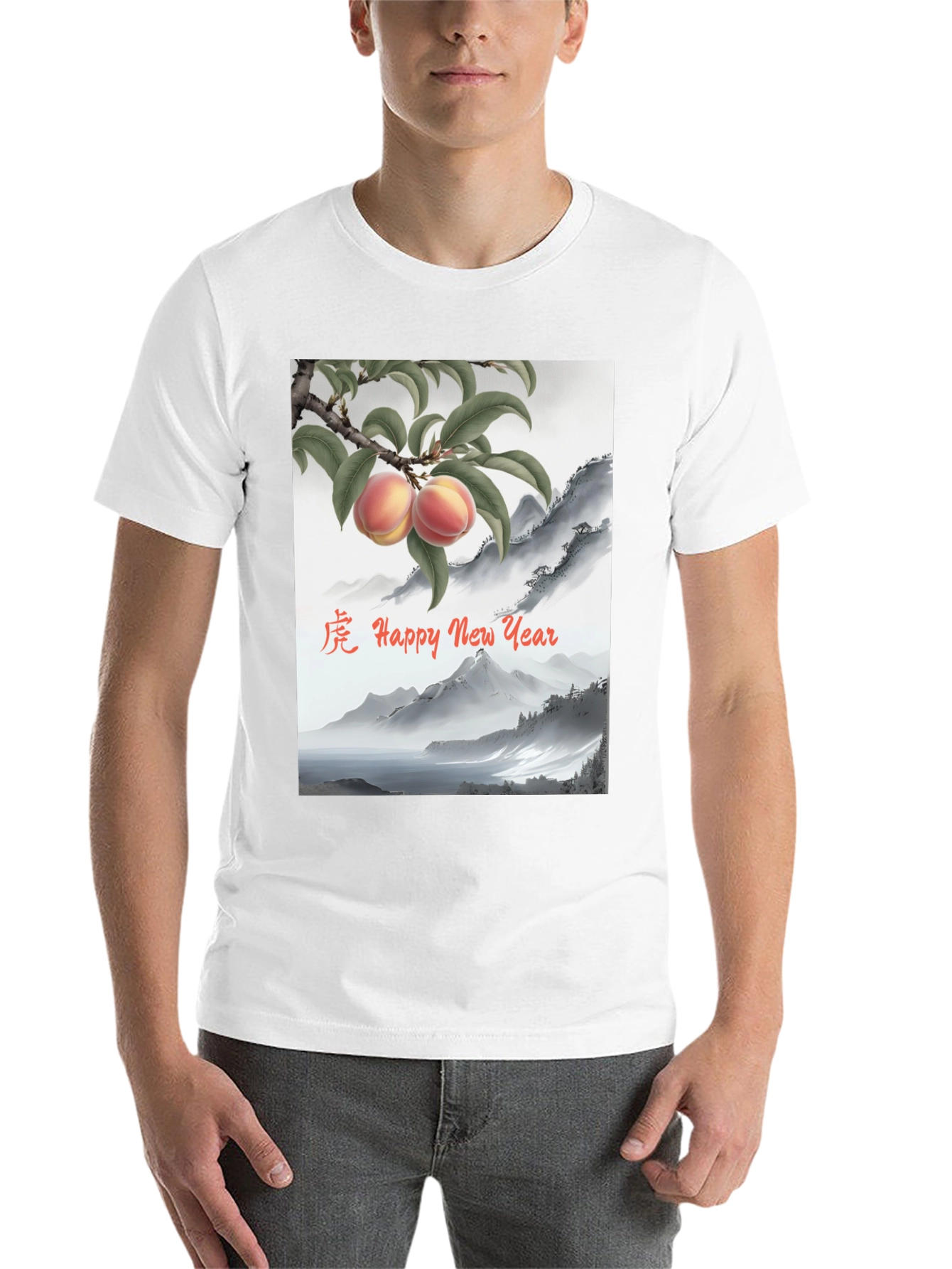 Black Chinese New Year Peach T-Shirt - Black view 14