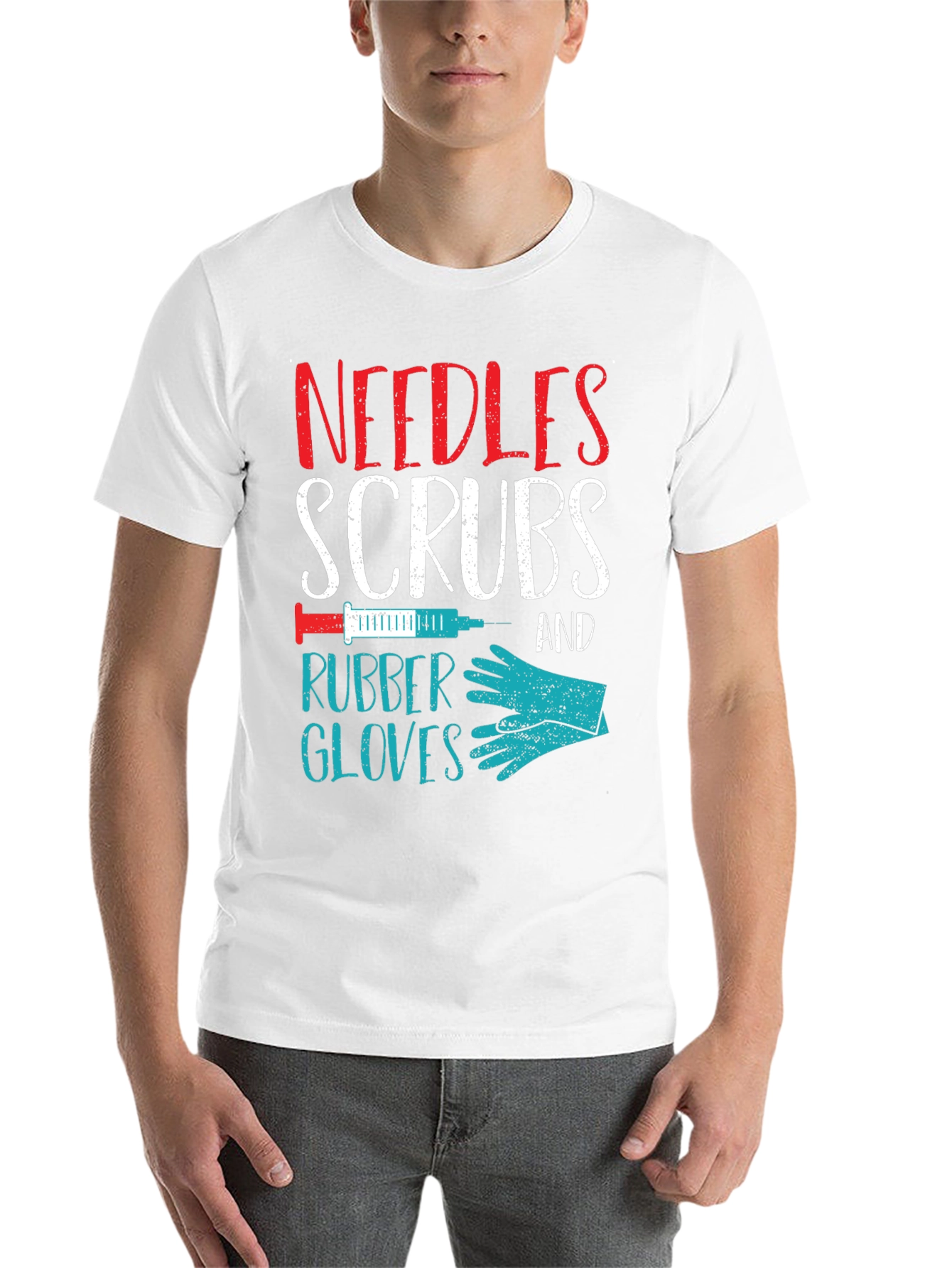 Black Needles Scrubs & Rubber Gloves Nurse T-Shirt view 14