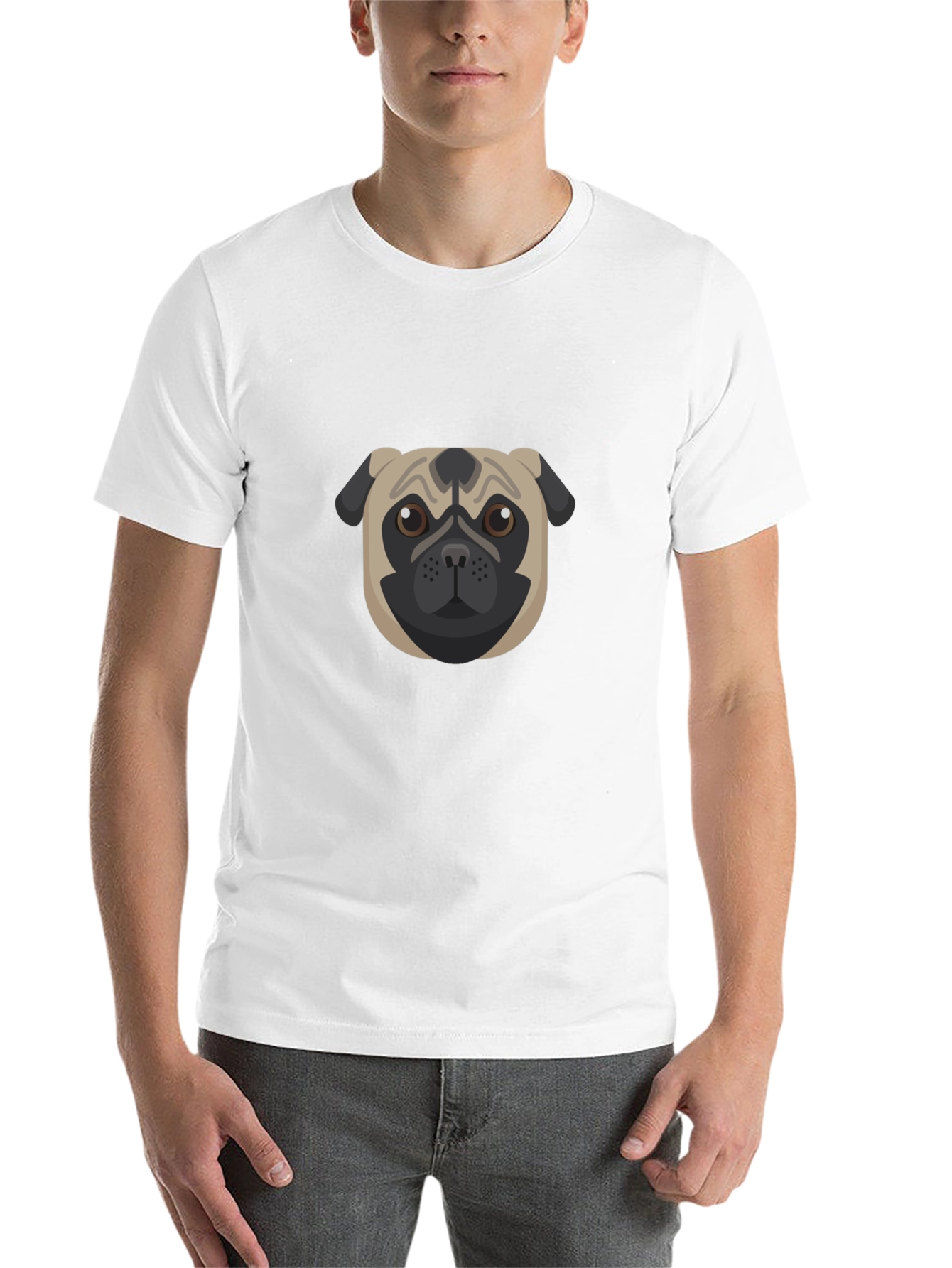Black Pug Graphic Black T-Shirt - Men's Casual Tee view 14