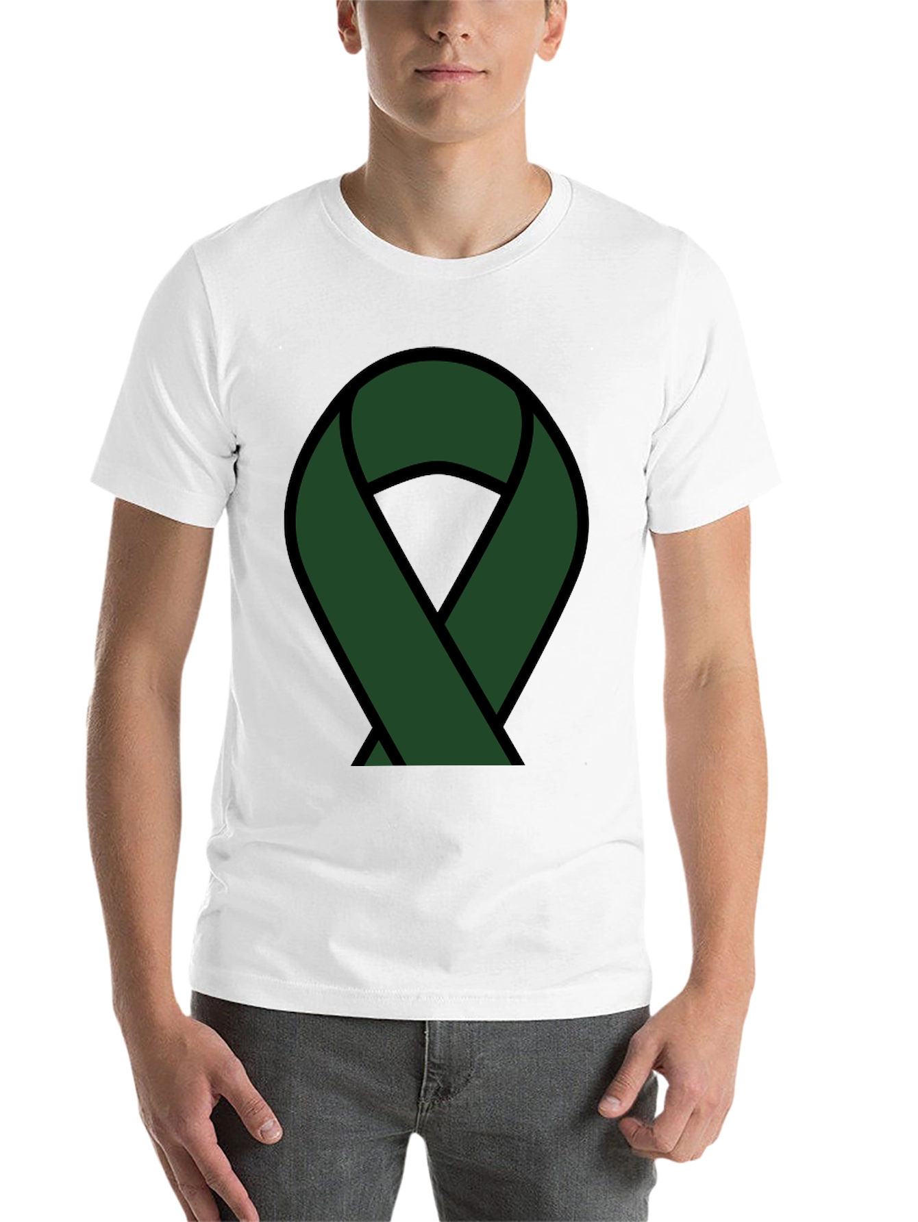 Black Green Ribbon Awareness T-Shirt view 14