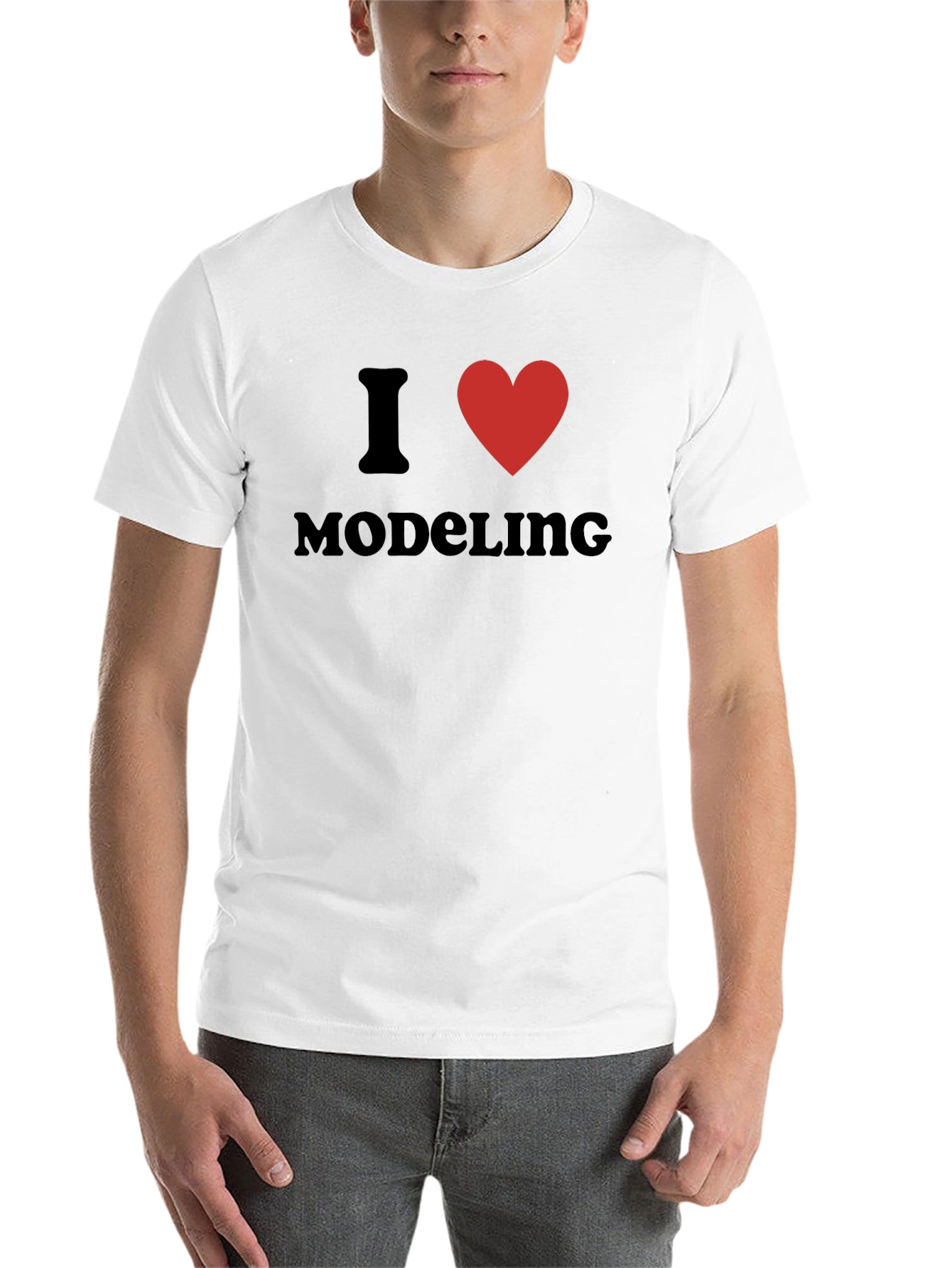 Black I Love Modeling T-Shirt - Black Cotton Crew Neck view 14