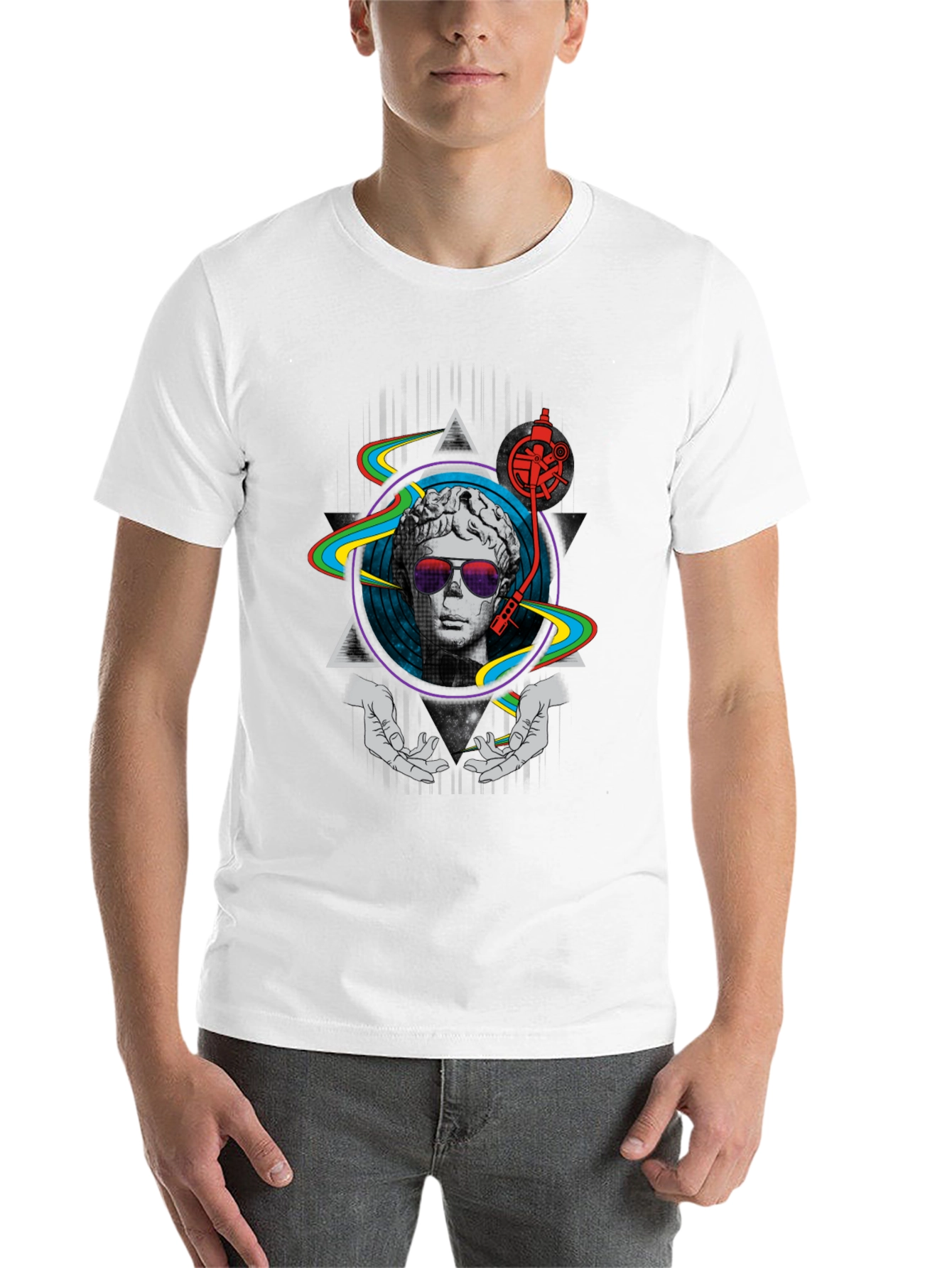 Black Retro DJ Statue Graphic T-Shirt view 14