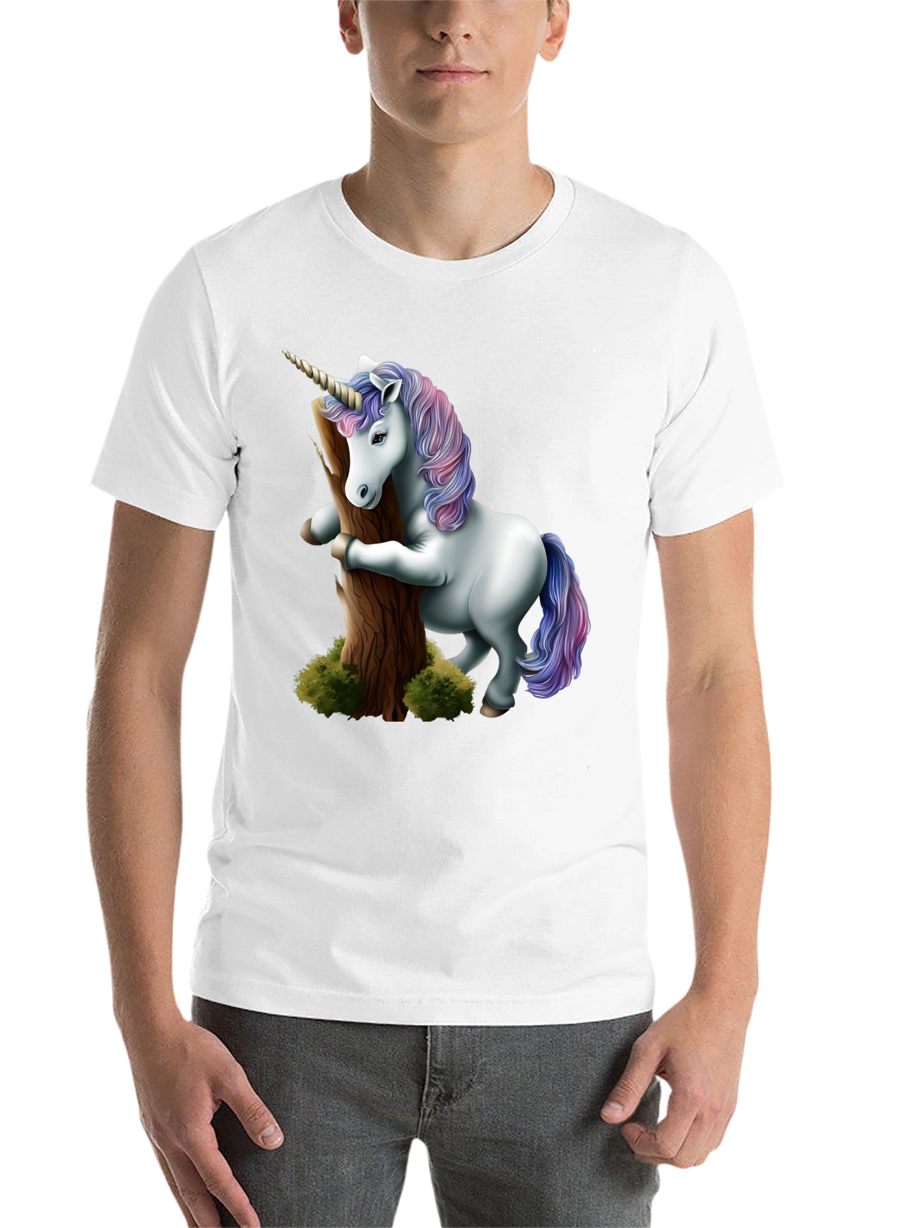 Unicorn Hugging Tree Black T-Shirt - 14
