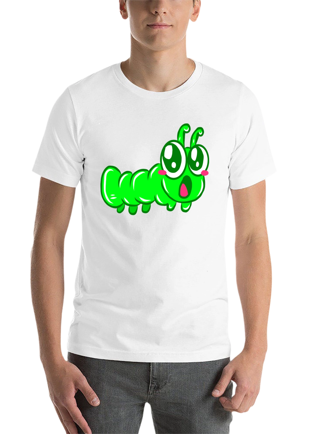 Black Cute Cartoon Caterpillar T-Shirt view 14