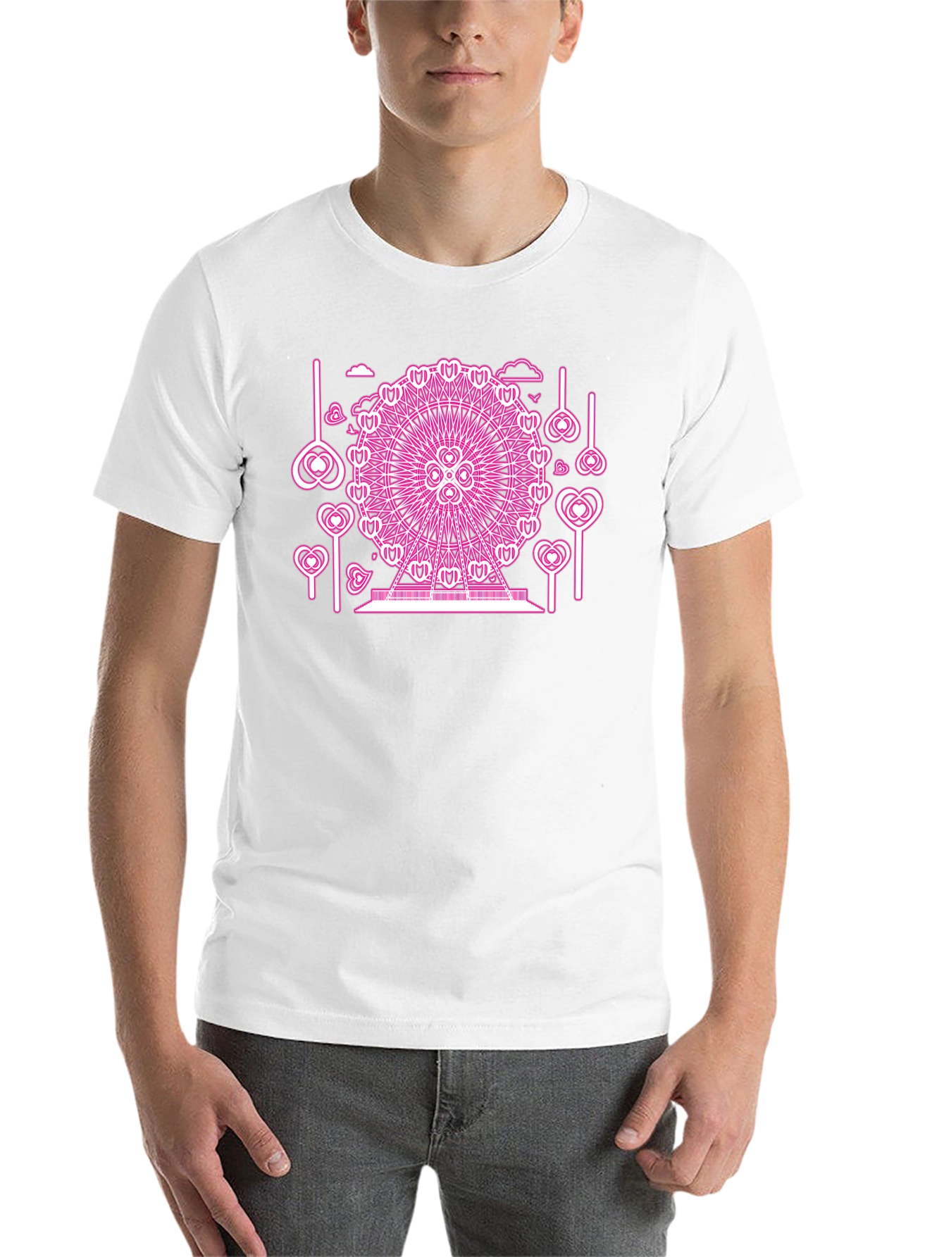 Black Pink Neon Ferris Wheel Graphic Tee view 14