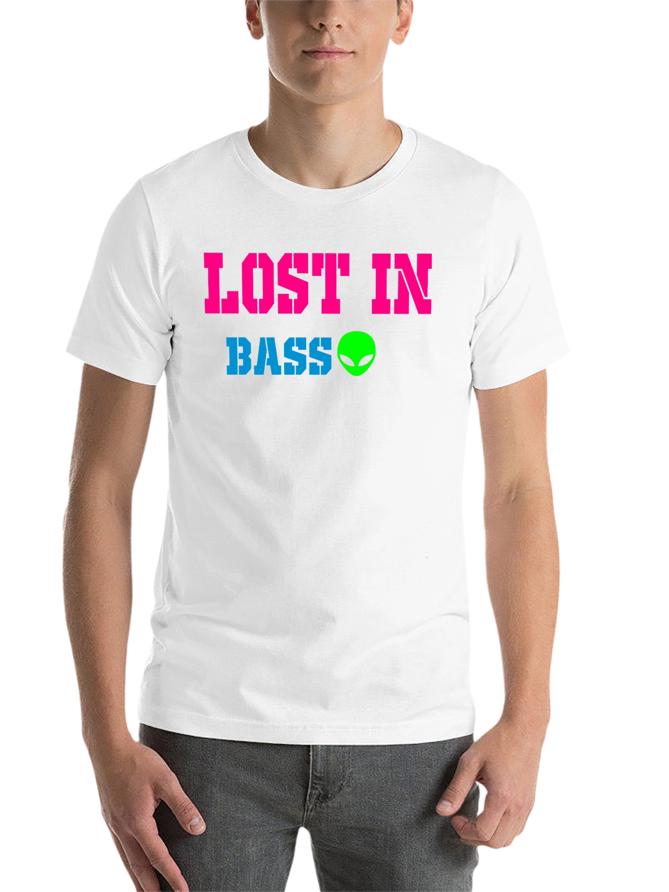 Black Lost in Bass Alien Graphic T-Shirt - EDM Rave Festival view 14