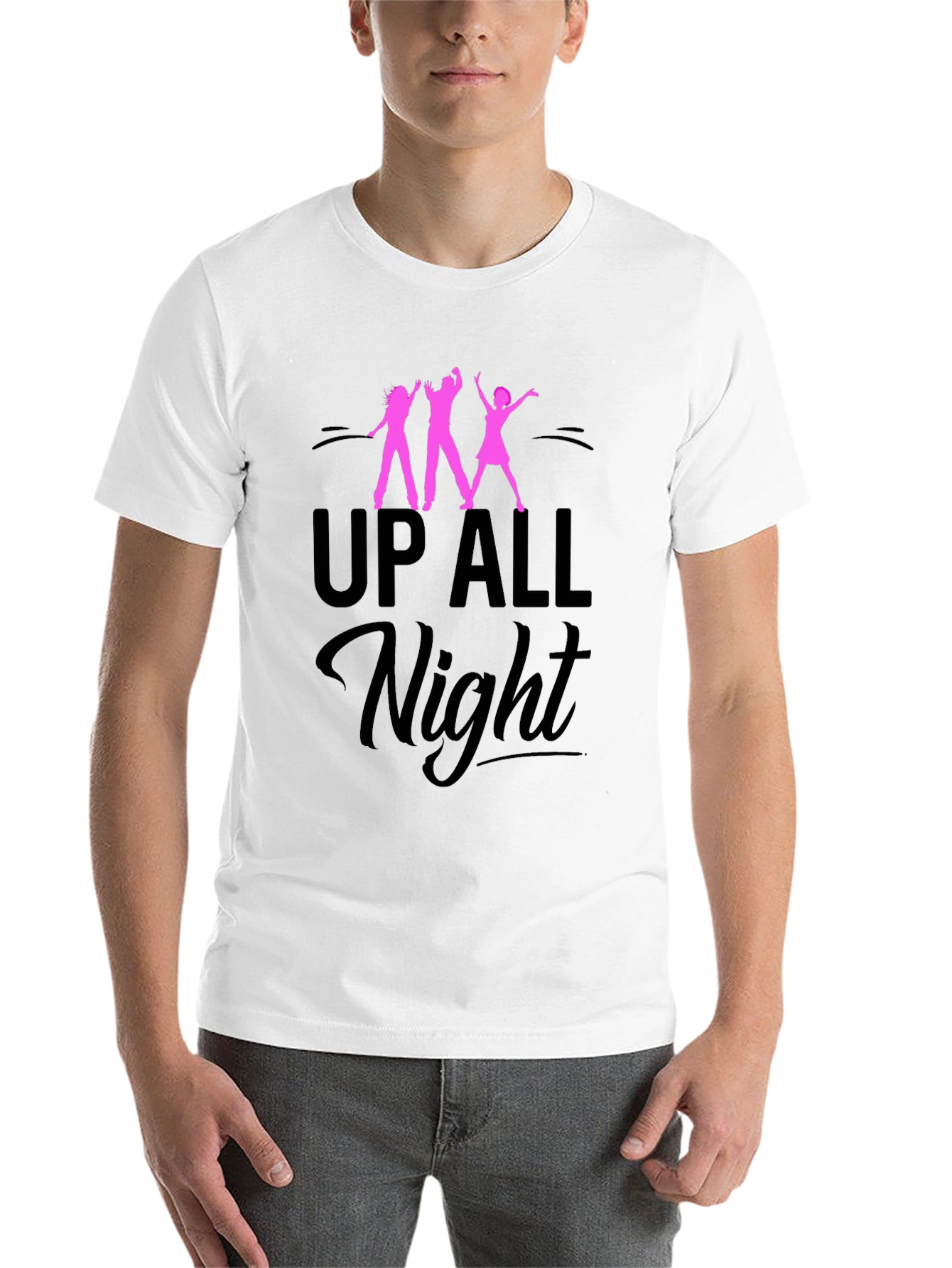 Black Up All Night Graphic Tee - Black Unisex T-Shirt view 14