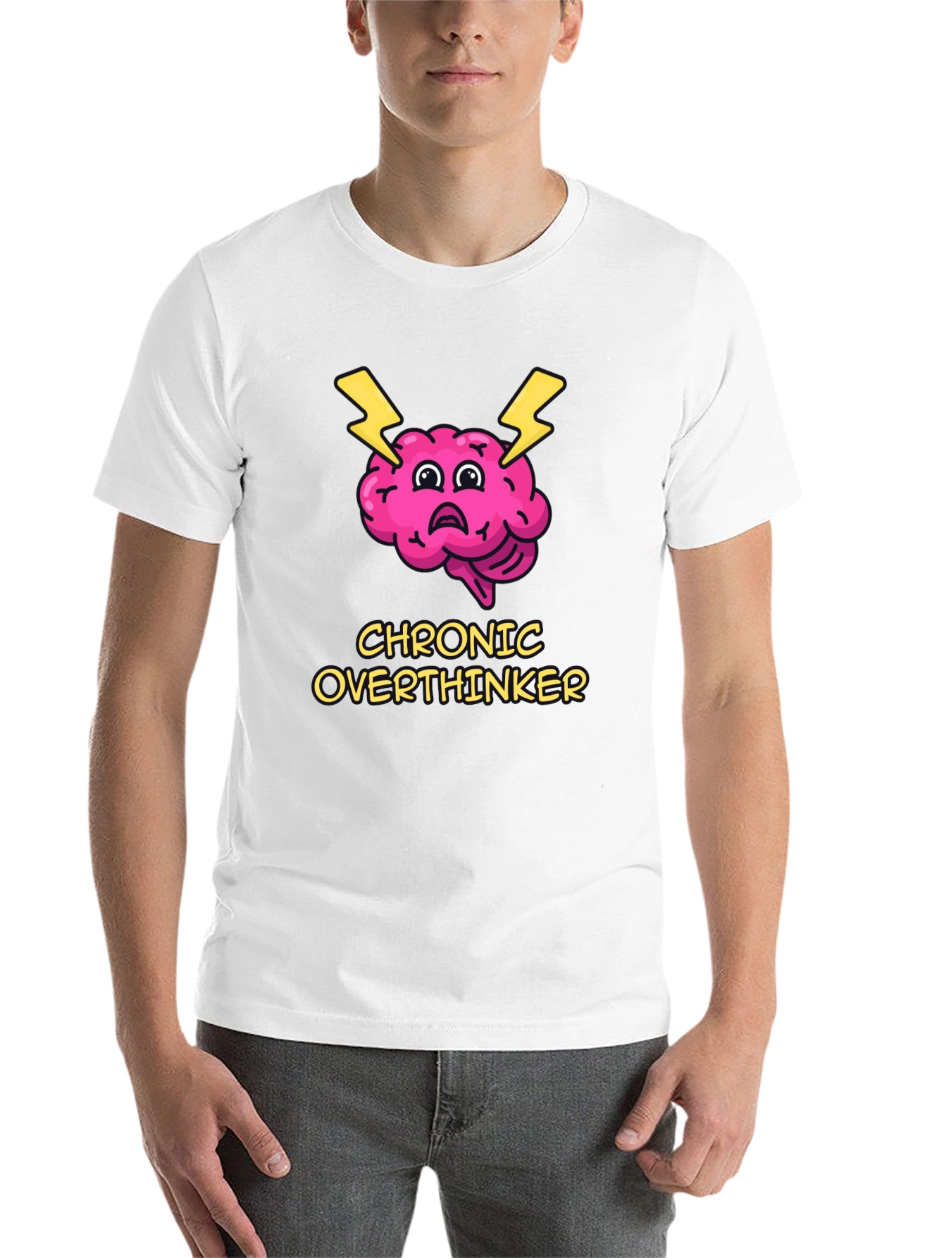 Black Chronic Overthinker Brain T-Shirt - Quirky Graphic Tee view 14