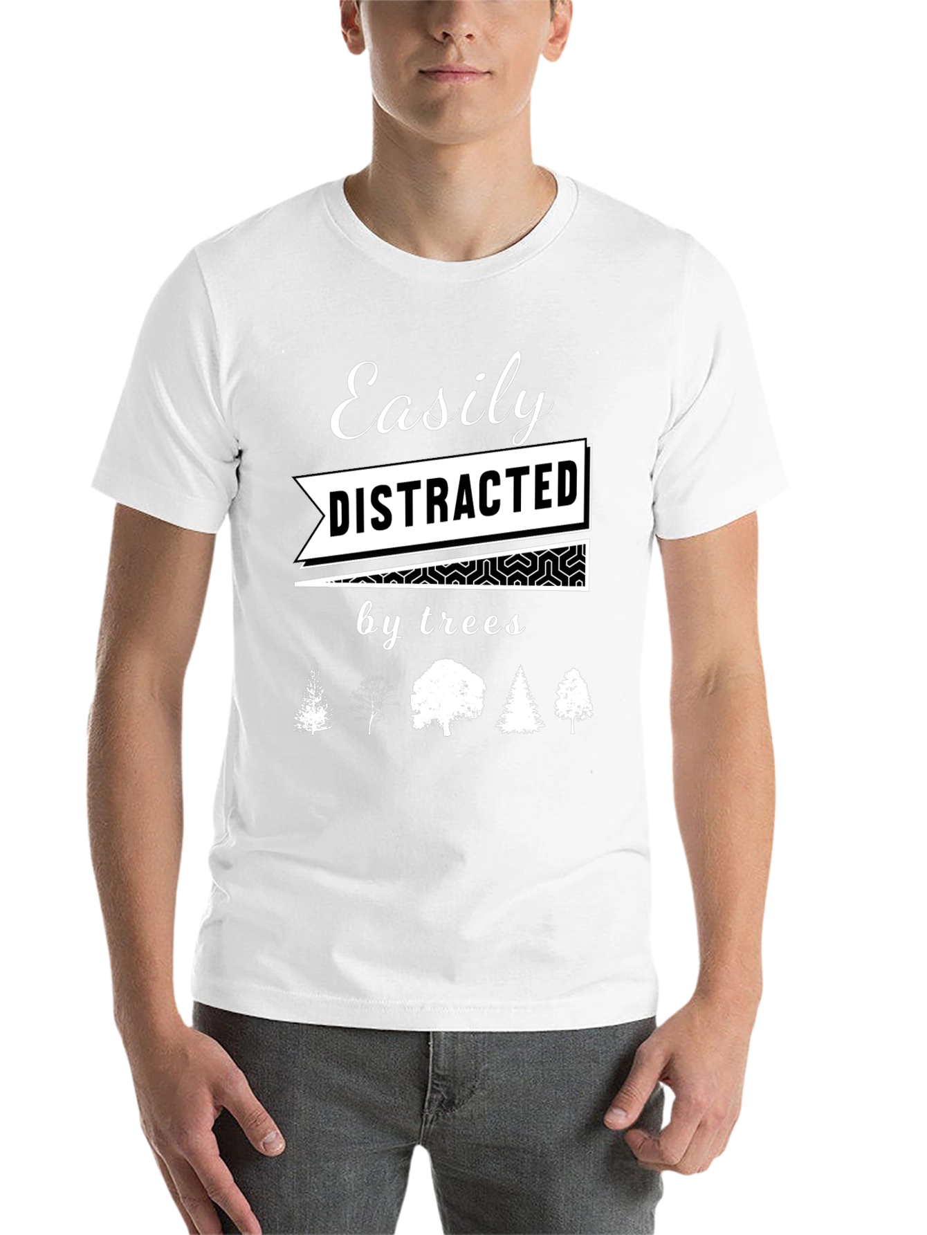 Black Easily Distracted by Trees Graphic T-Shirt view 14