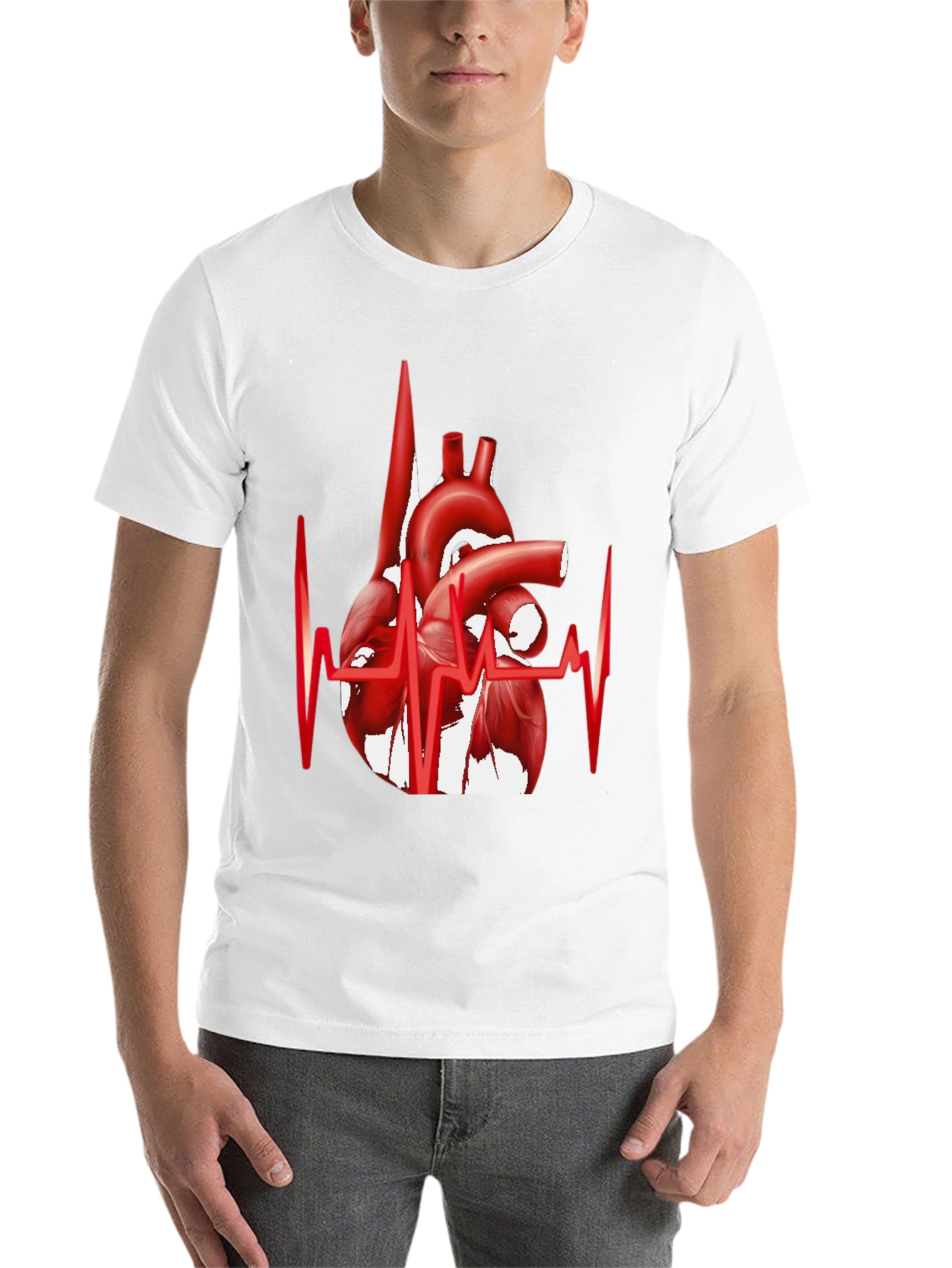 Black Anatomical Heartbeat Graphic Tee - Stylish Medical Apparel view 14
