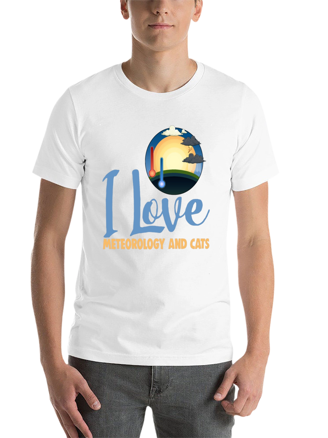 Black I Love Meteorology and Cats T-Shirt view 14