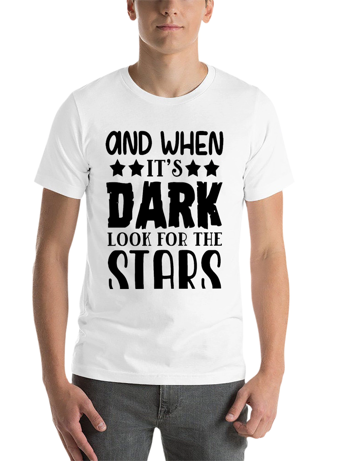 Black Inspirational "Look for the Stars" Black T-Shirt view 14