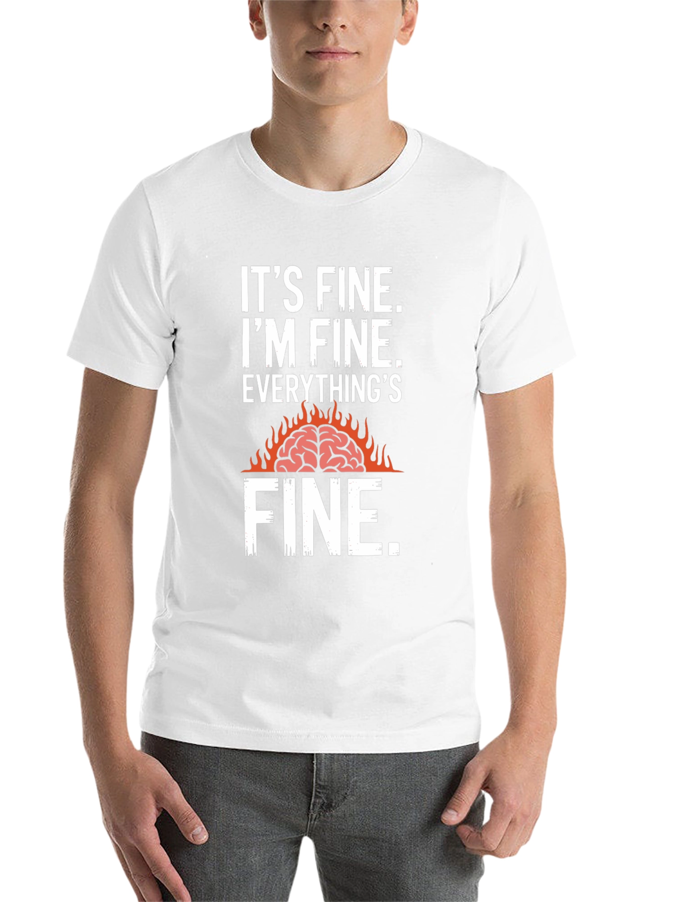 Black It's Fine Burning Brain Graphic T-Shirt view 14