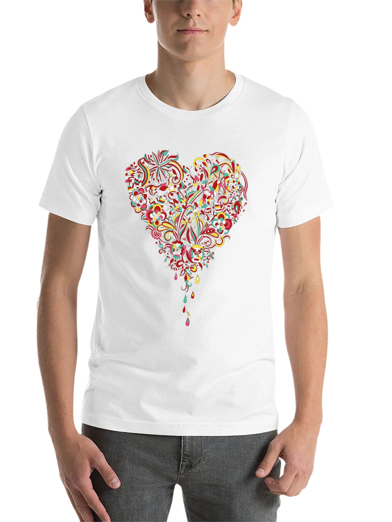 Black Floral Heart Graphic Black T-Shirt view 14