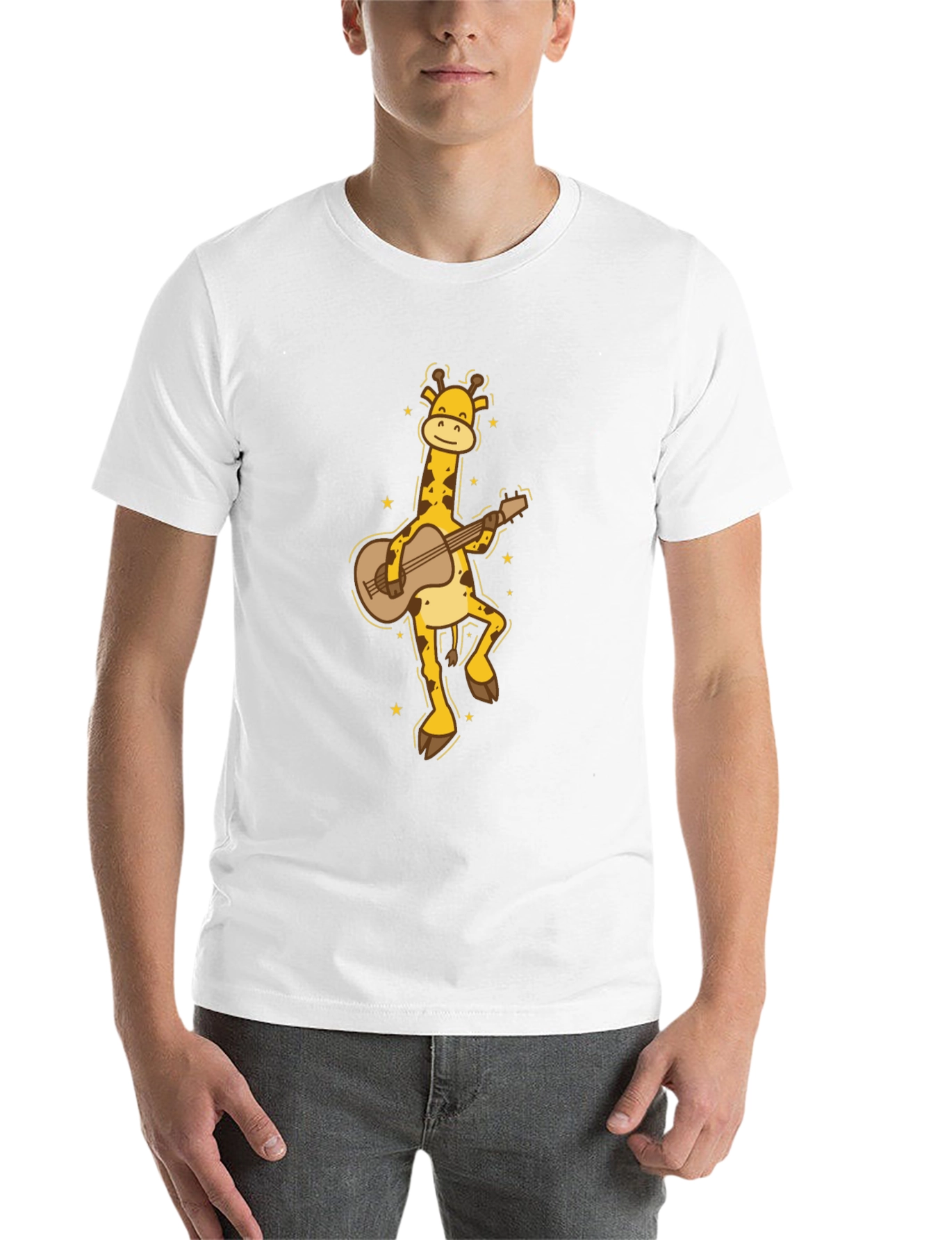 Black Guitar Giraffe Graphic Tee view 14